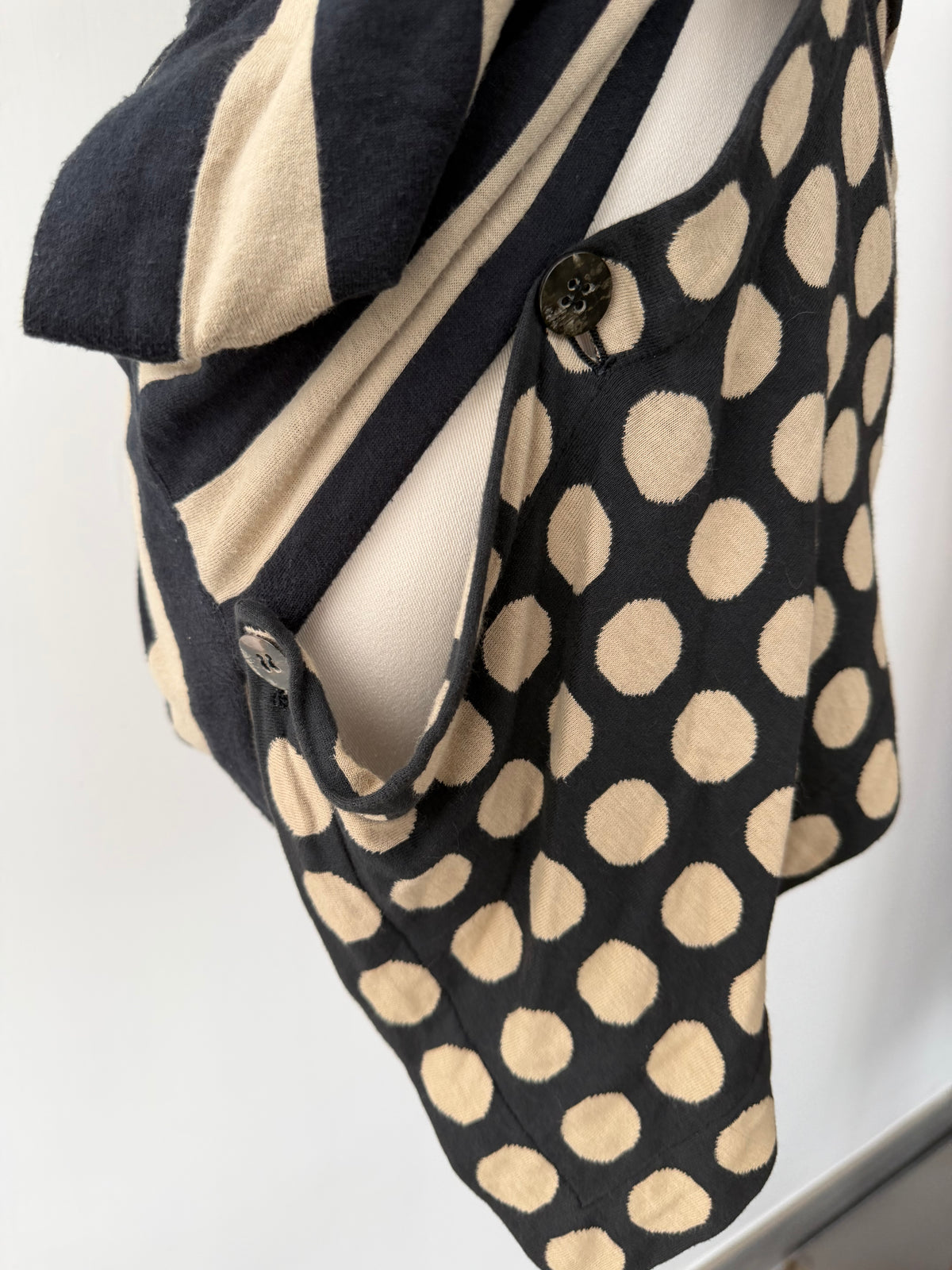 ISSEY MIYAKE 80s POLKA DOT STRIPED BUTTONED TOP