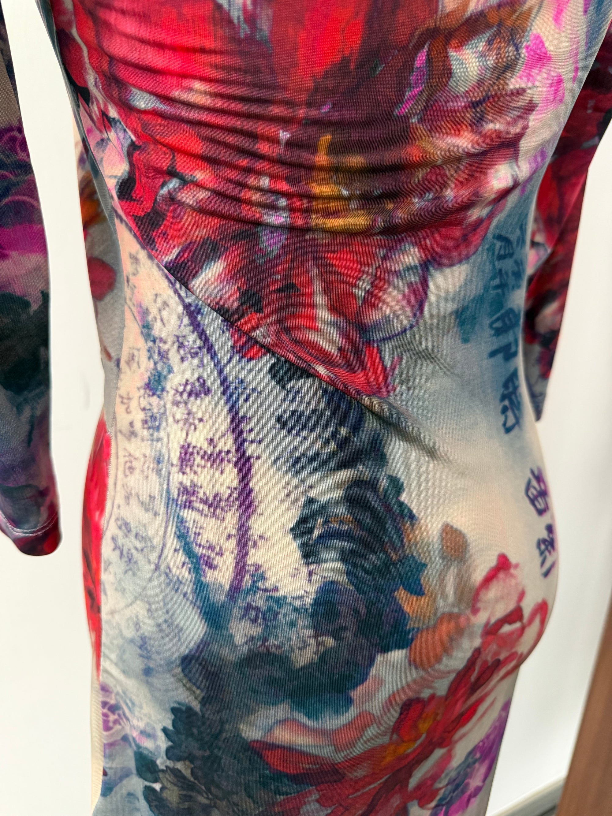 JOHN GALLIANO 00s FLORAL CALLIGRAPHY DRESS