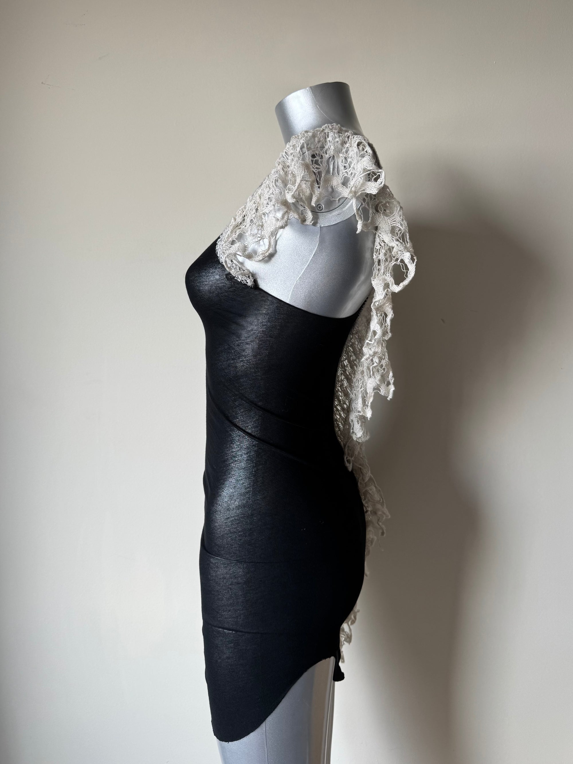 IFSIXWASNINE CROCHET DRAPE SHEER MINI DRESS