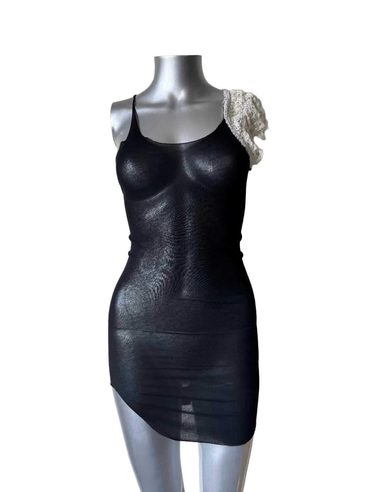 IFSIXWASNINE CROCHET DRAPE SHEER MINI DRESS