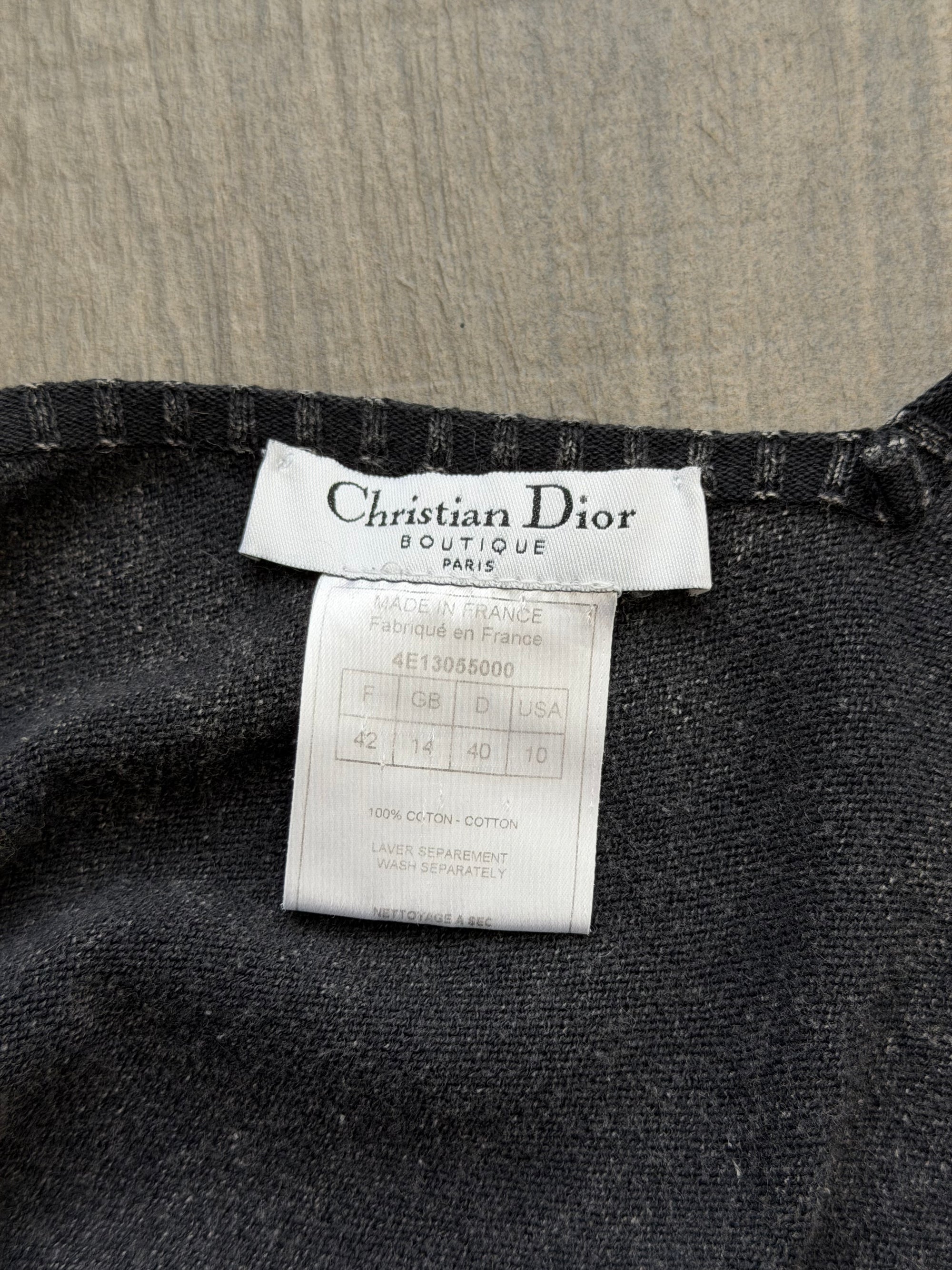 DIOR BY GALLIANO S/S 2004 WASHED CHARCOAL LACE UP TOP