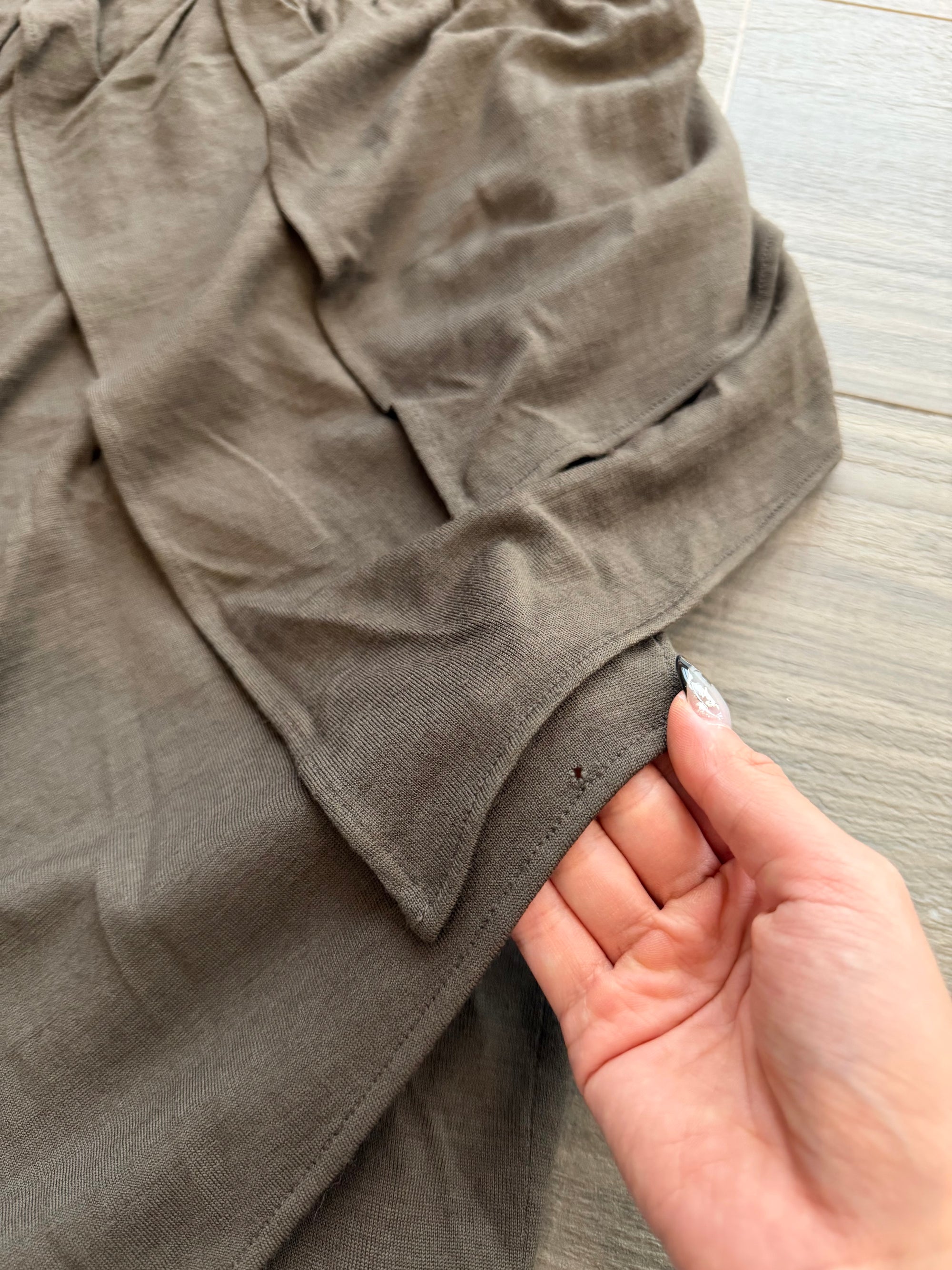 ISSEY MIYAKE 70s OLIVE ASYMMETRICAL MIDI SKIRT