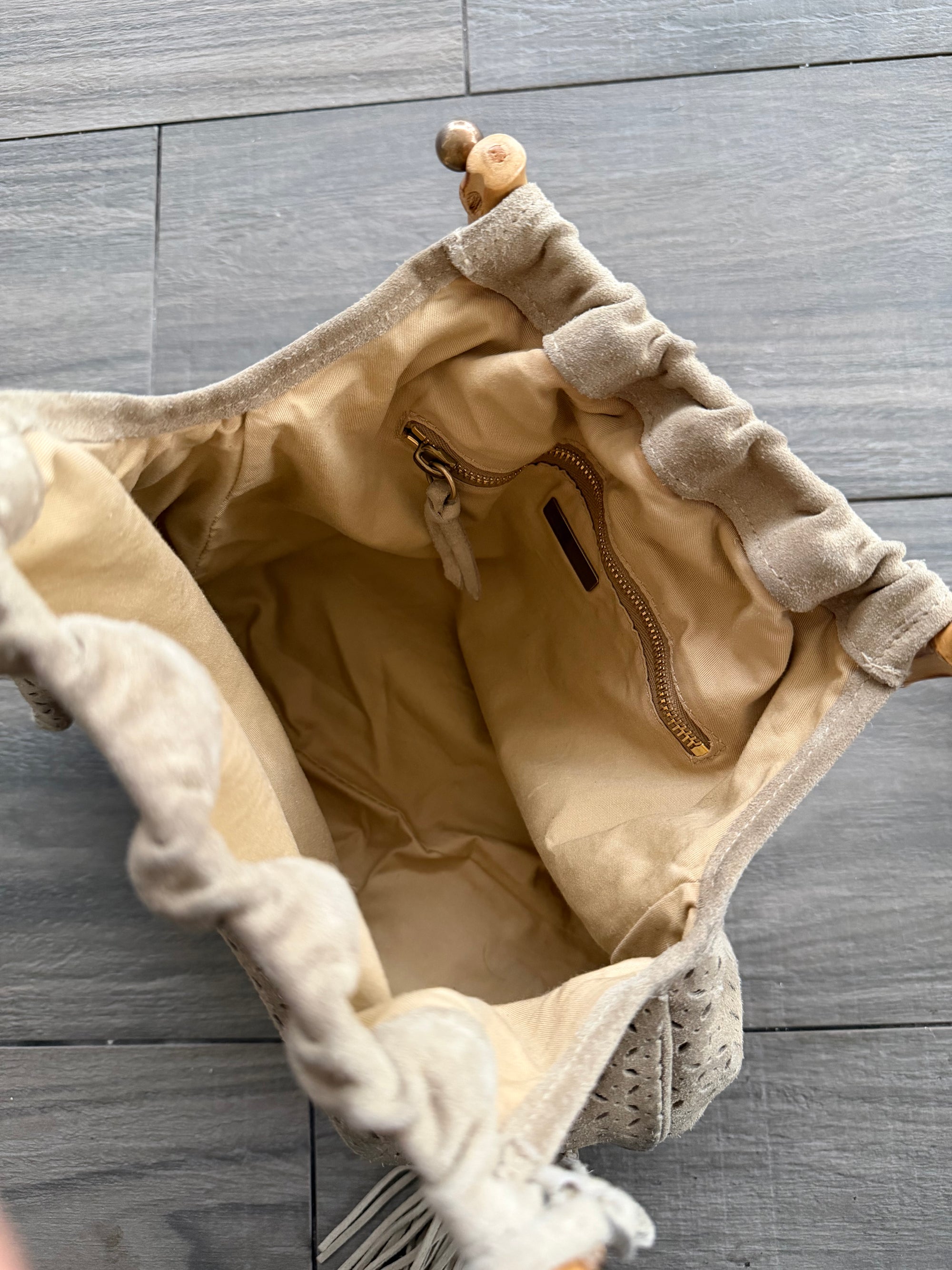 MIU MIU 00s BAMBOO HANDLE SUEDE BAG