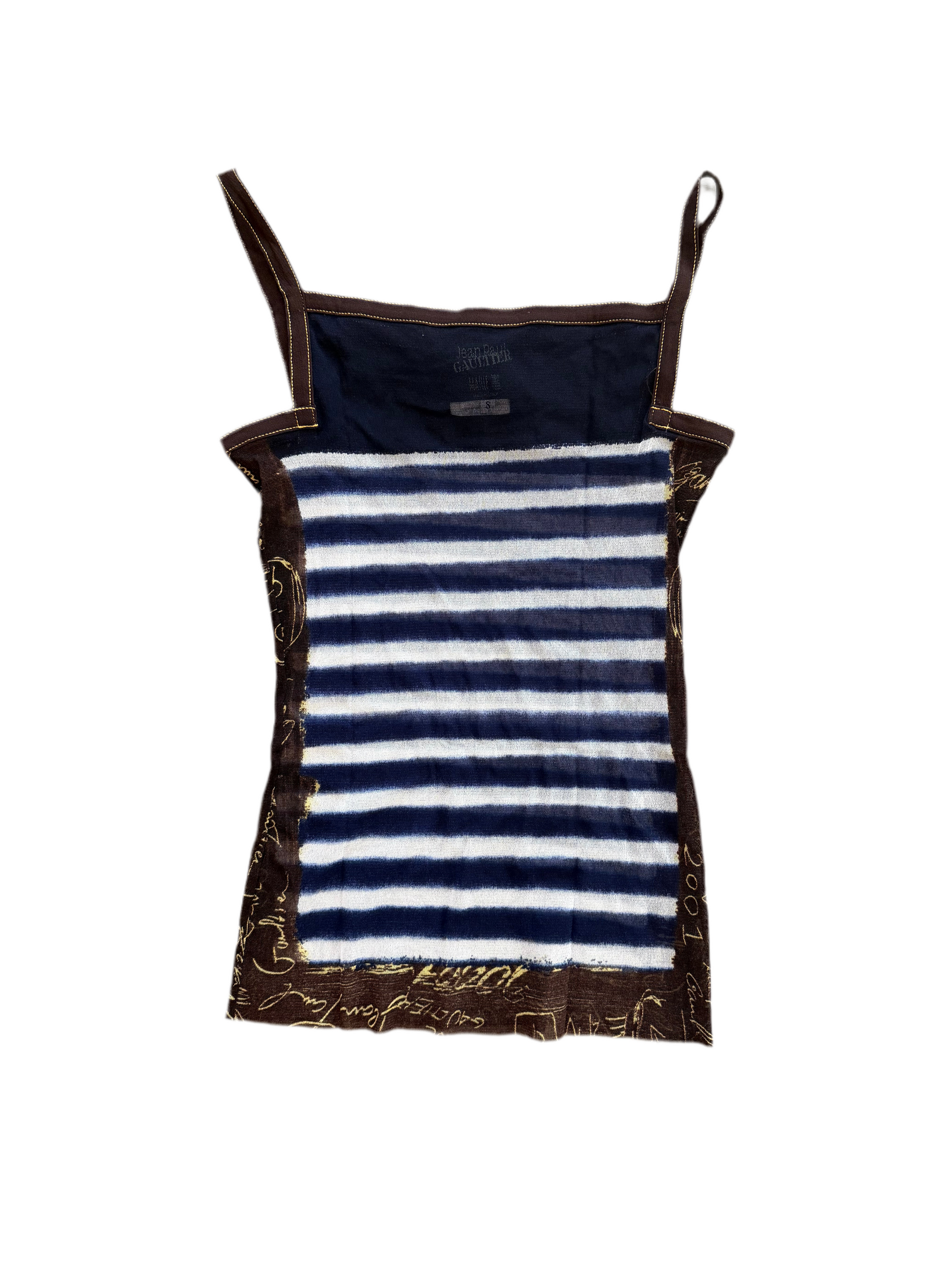 JEAN PAUL GAULTIER S/S 2001 STRIPED MESH TOP