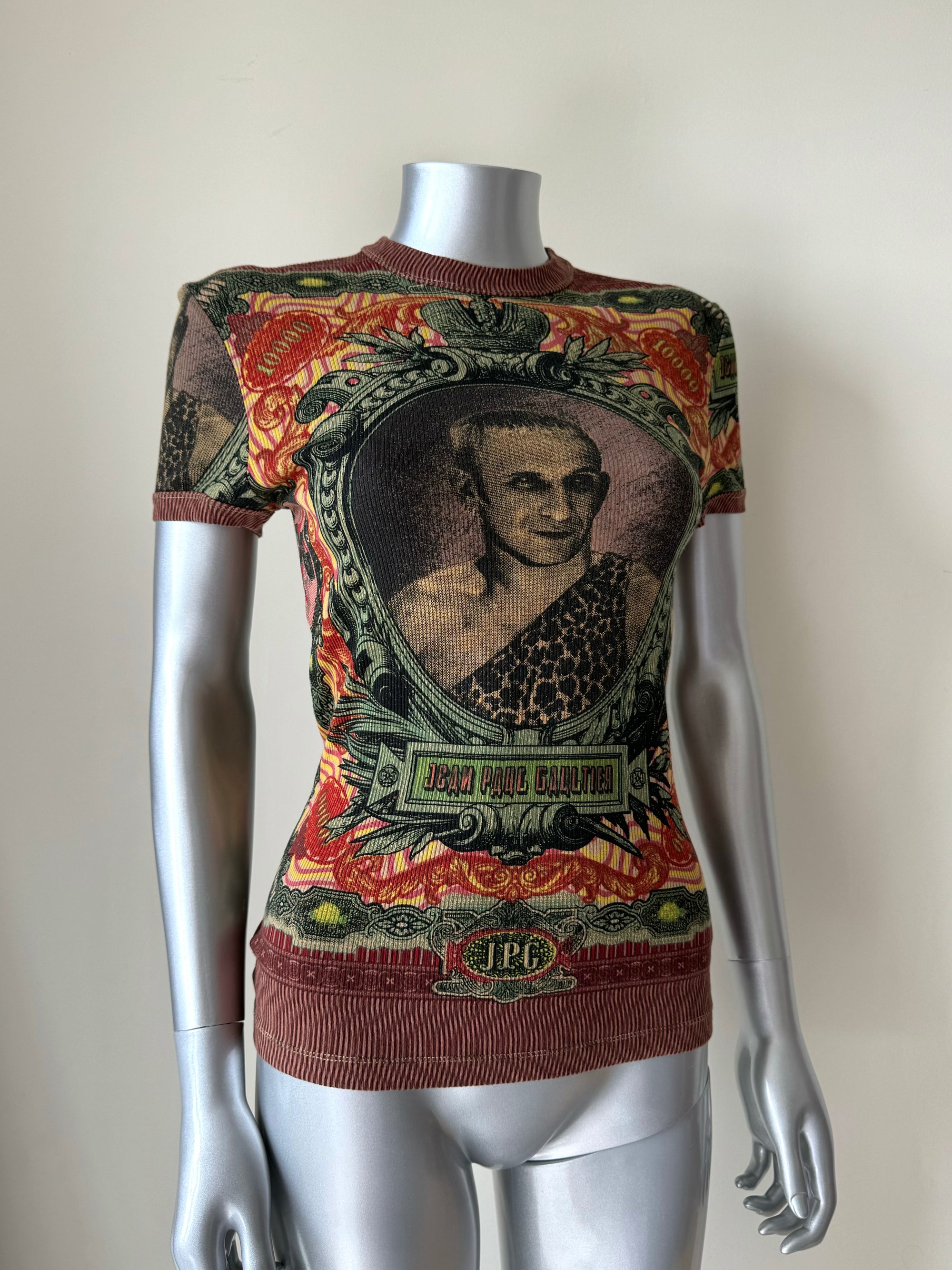 JEAN PAUL GAULTIER SPRING 1994 PORTRAIT KNIT TOP