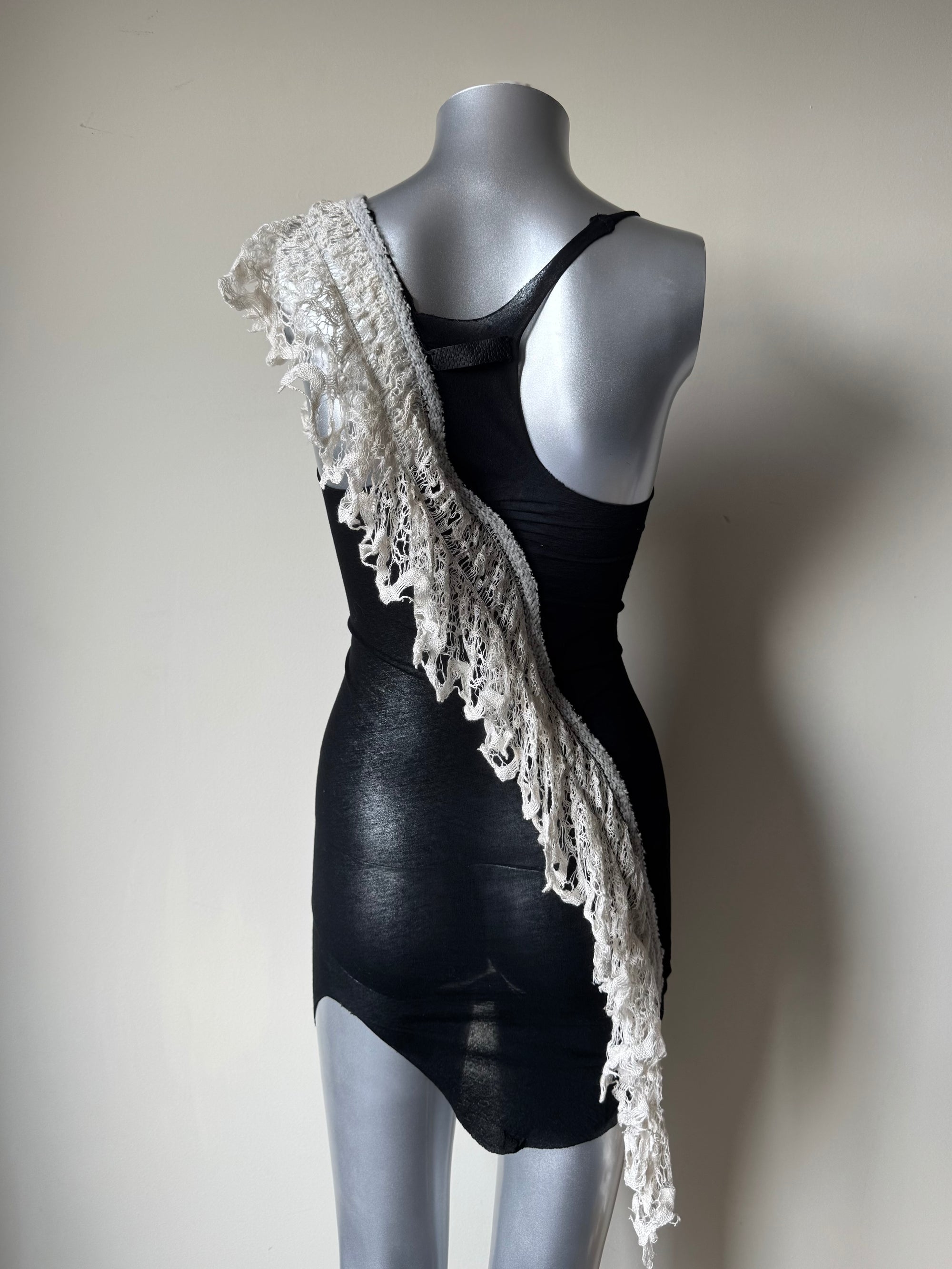 IFSIXWASNINE CROCHET DRAPE SHEER MINI DRESS