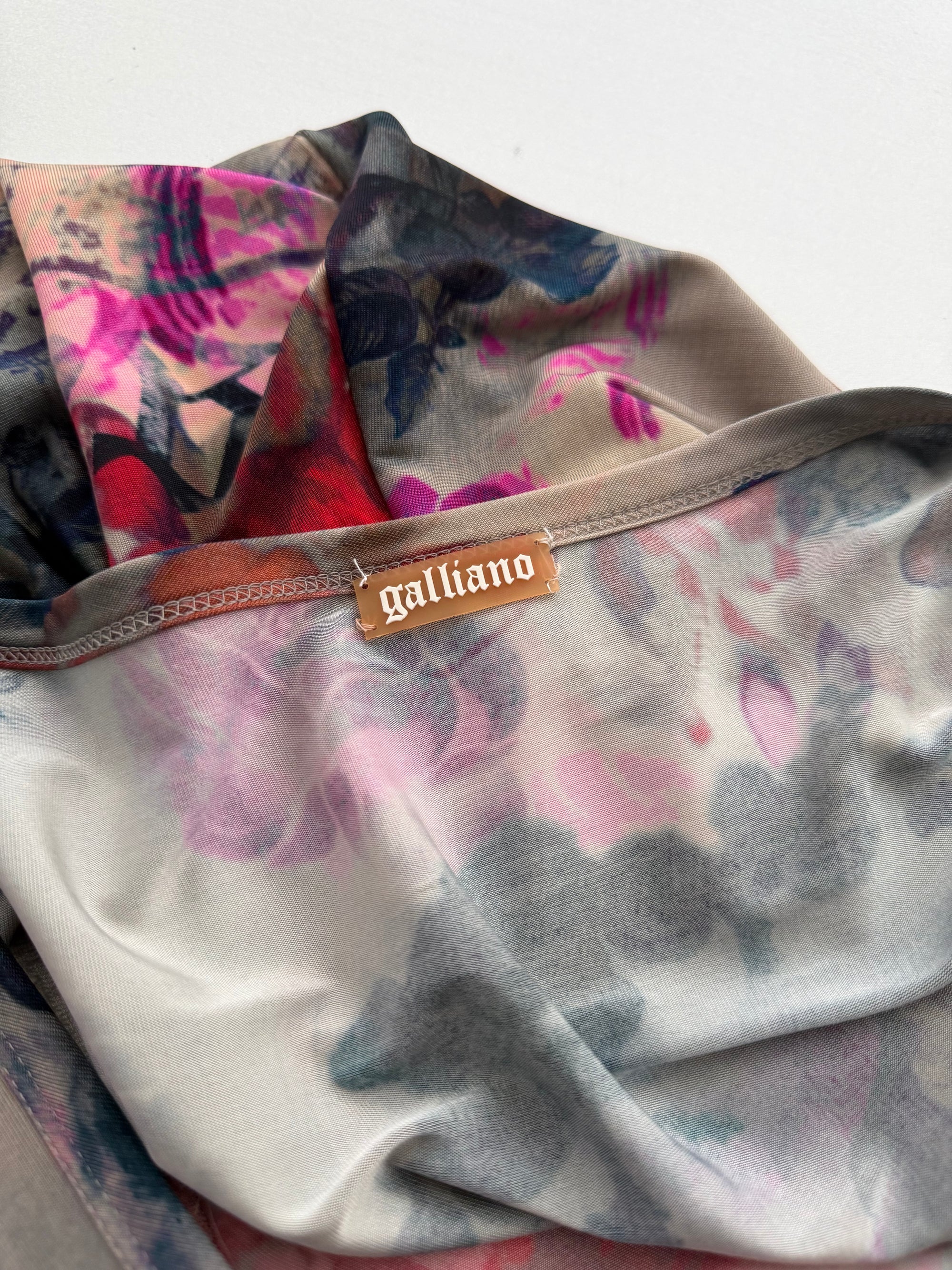 JOHN GALLIANO 00s FLORAL CALLIGRAPHY DRESS