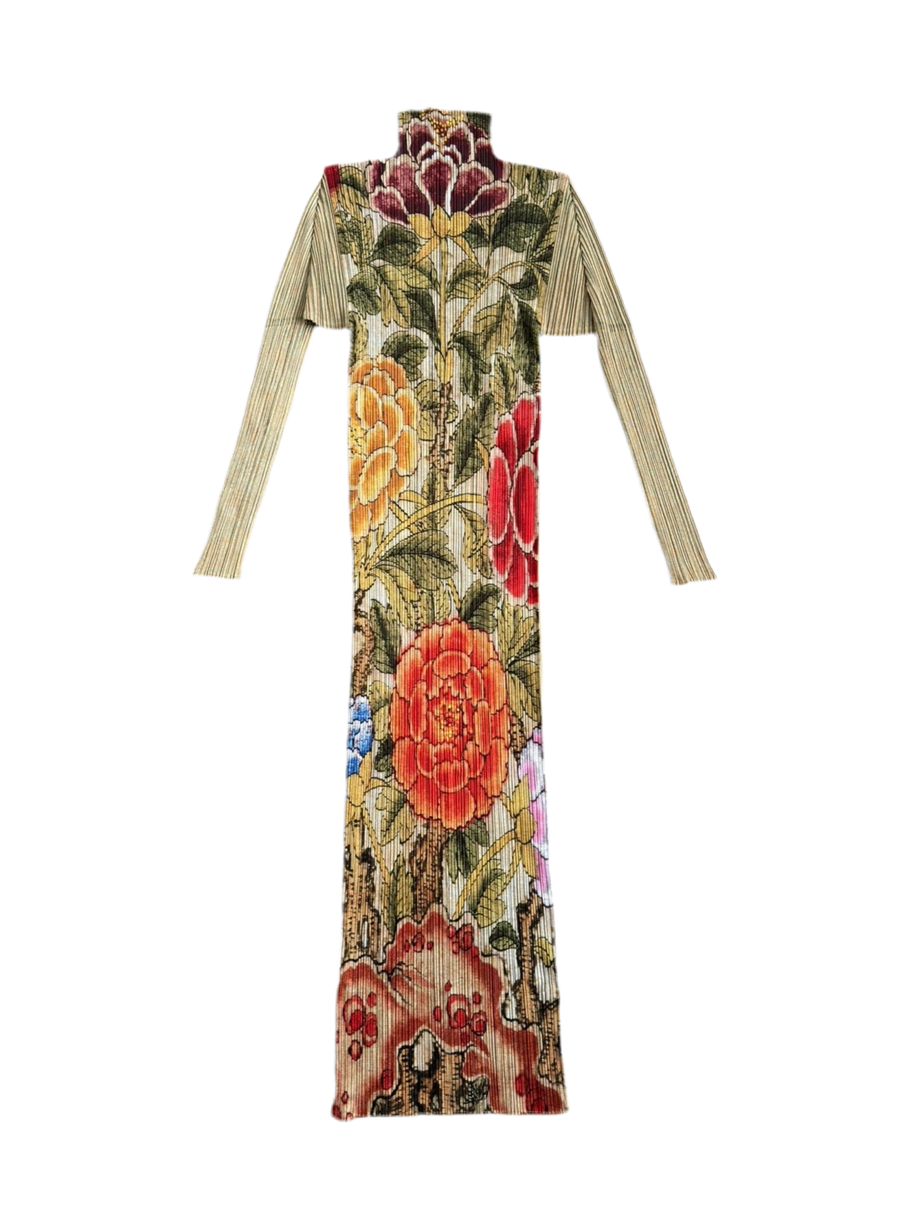 PLEATS PLEASE 1998 PEONY MAXI DRESS