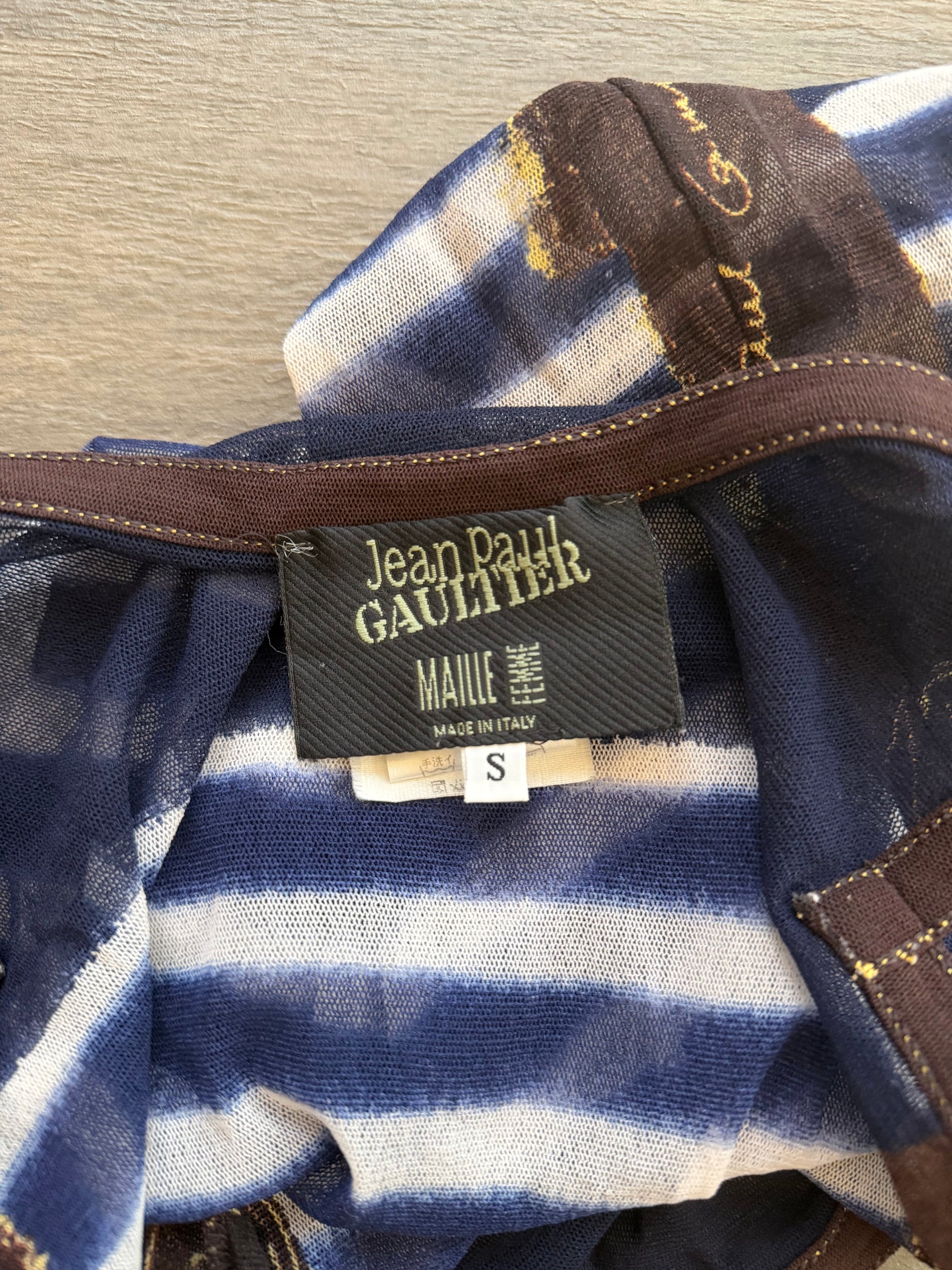 JEAN PAUL GAULTIER S/S 2001 STRIPED MESH TOP