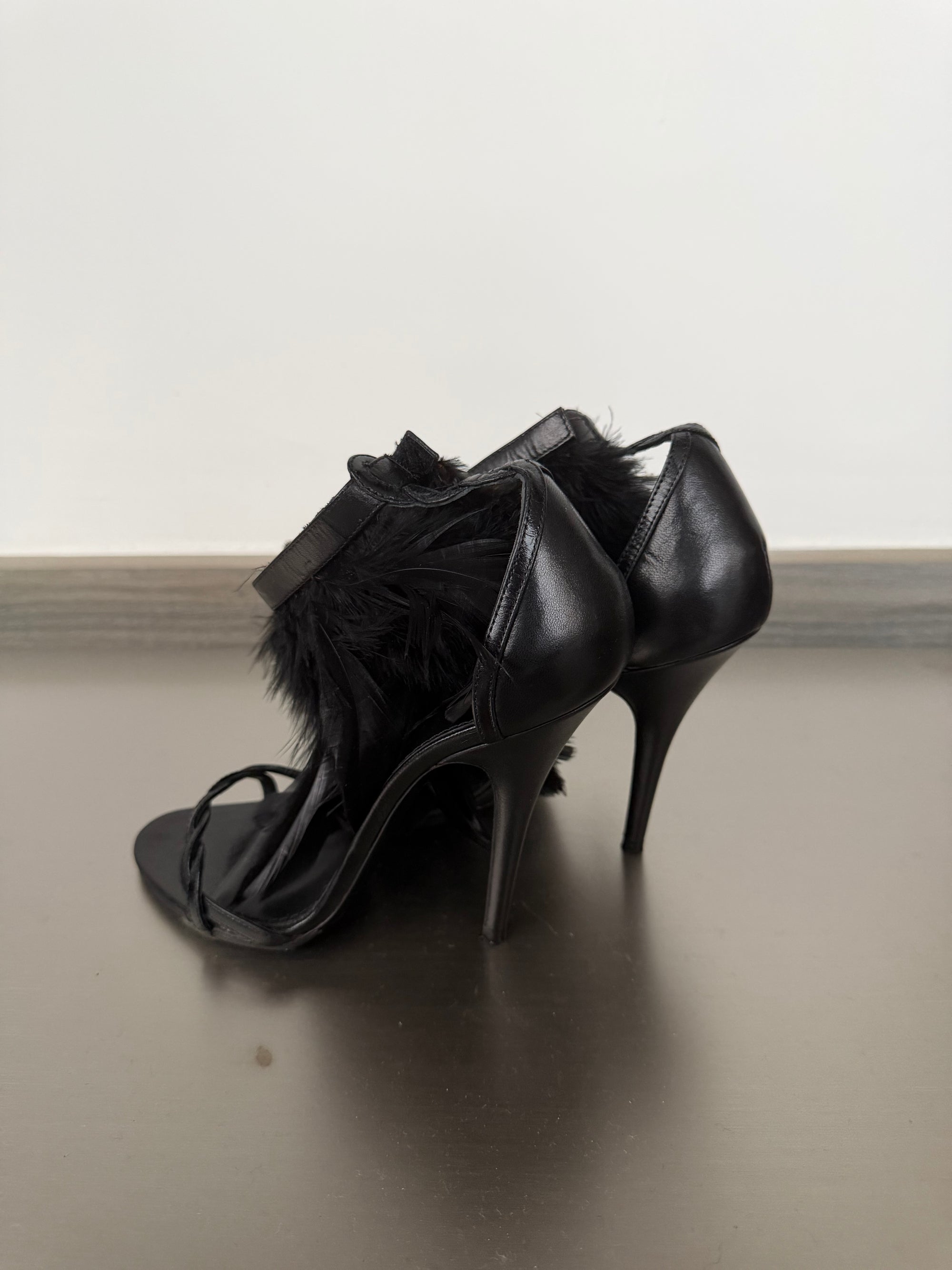 GIVENCHY BY RICCARDO TISCI FEATHER ANKLE HEELS