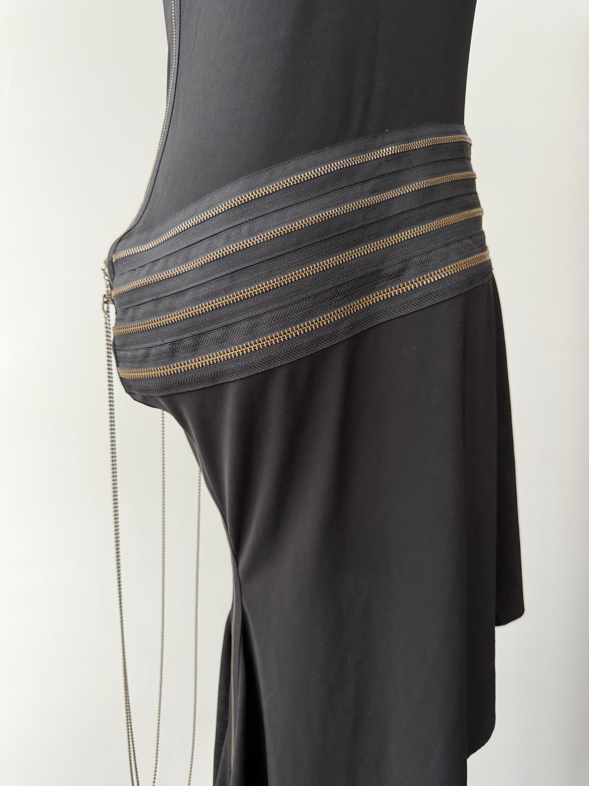 JEAN PAUL GAULTIER S/S 1995 ZIPPER ASYMMETRICAL DRESS