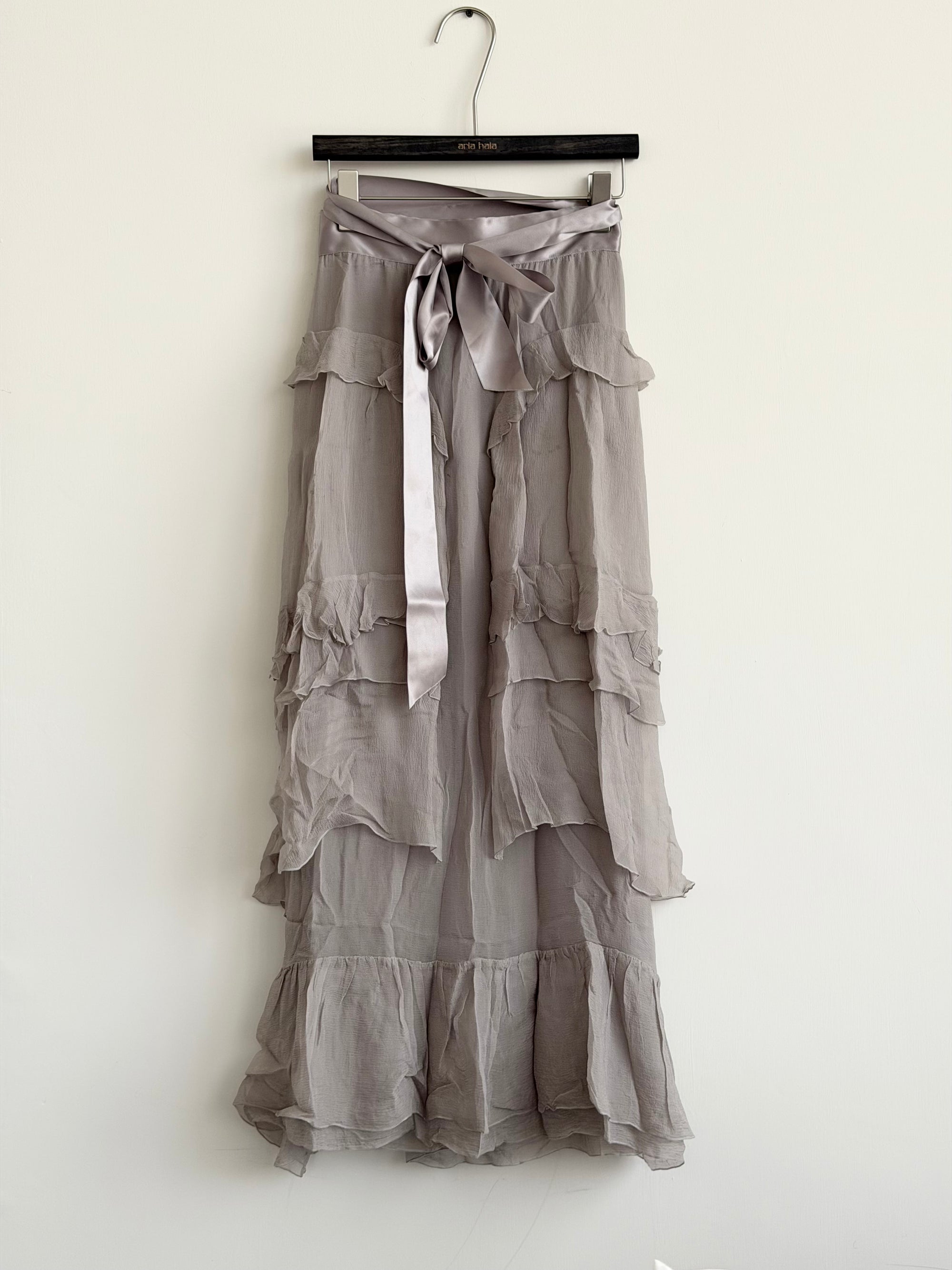 CHANEL F/W 2003 SILK TIE RUFFLE SKIRT