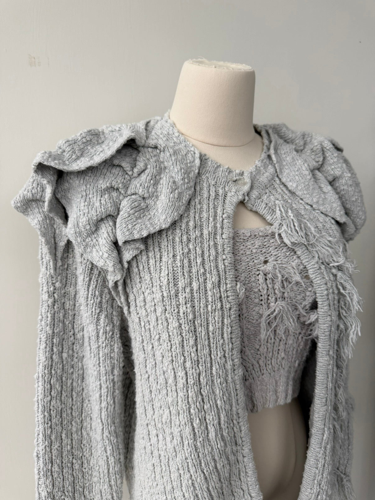 ISSEY MIYAKE 70s FRINGED KNIT CARDIGAN & TOP