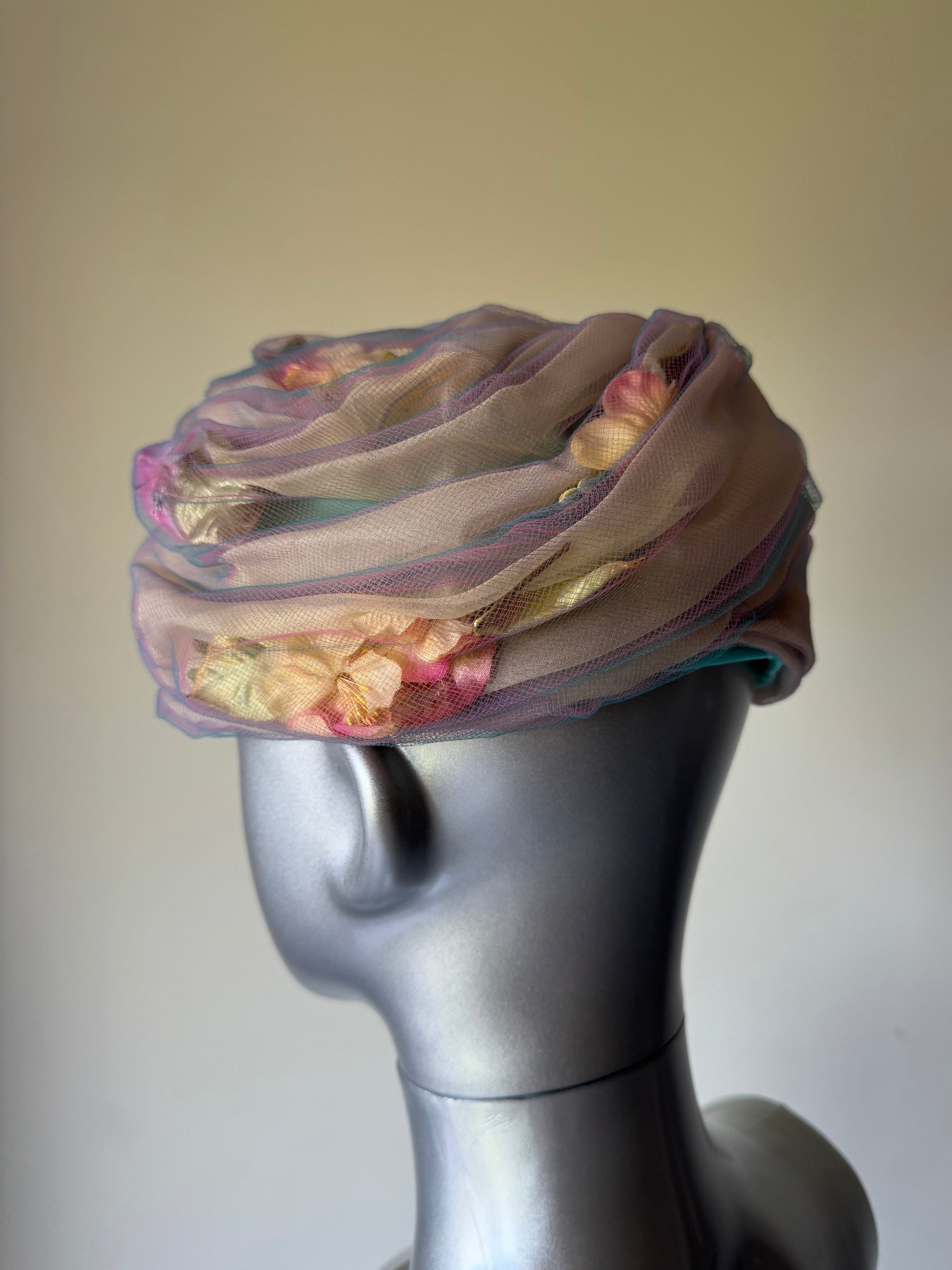 CHRISTIAN DIOR 50s PASTEL PETAL TURBAN