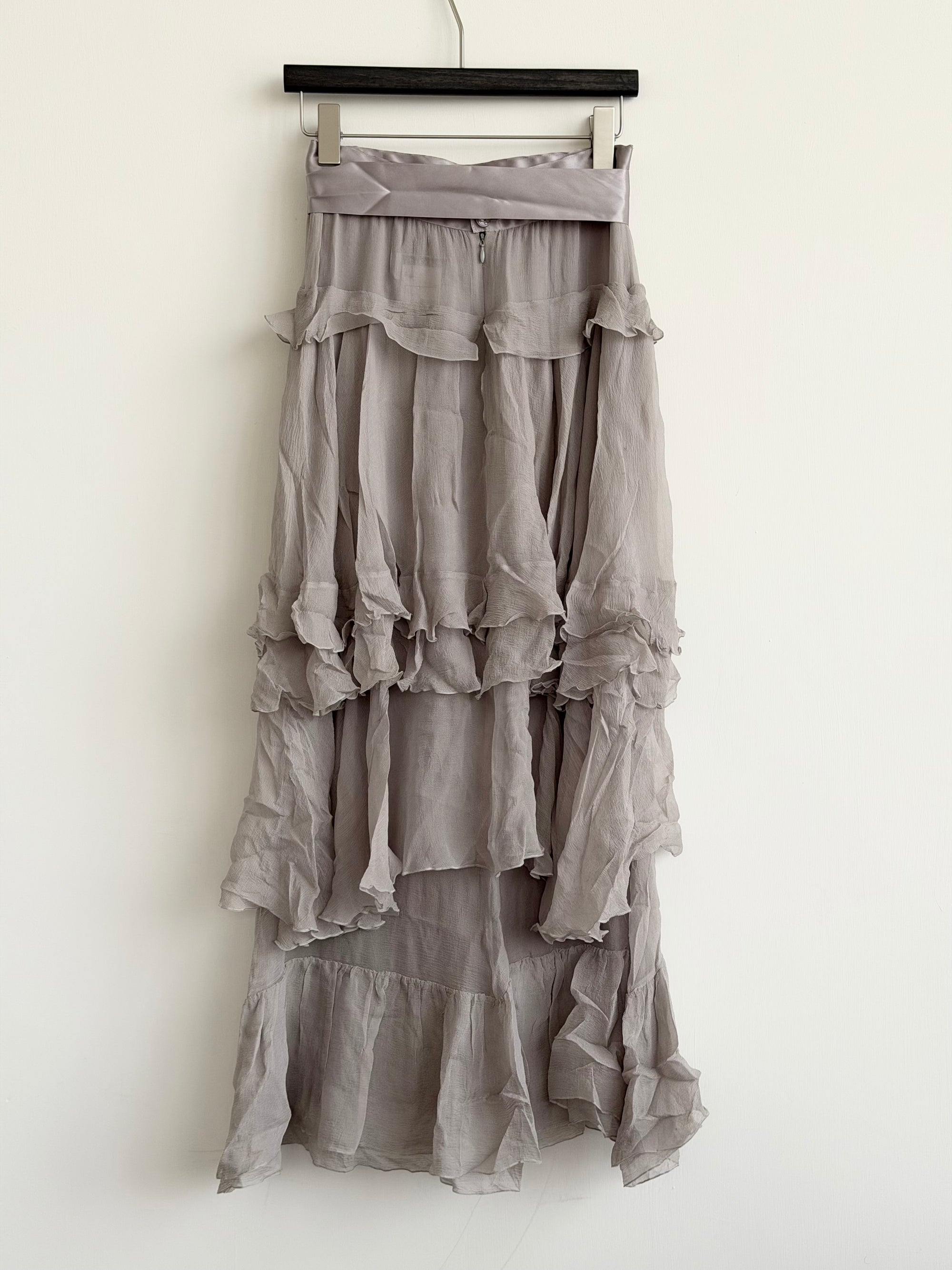 CHANEL F/W 2003 SILK TIE RUFFLE SKIRT