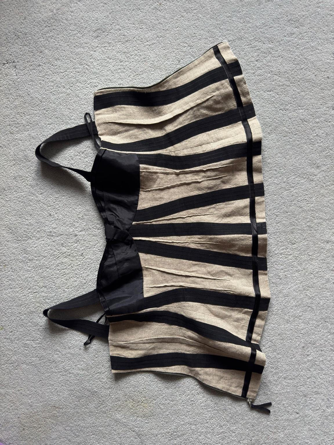 DOLCE AND GABBANA 00s SILK & LINEN BUSTIER TOP