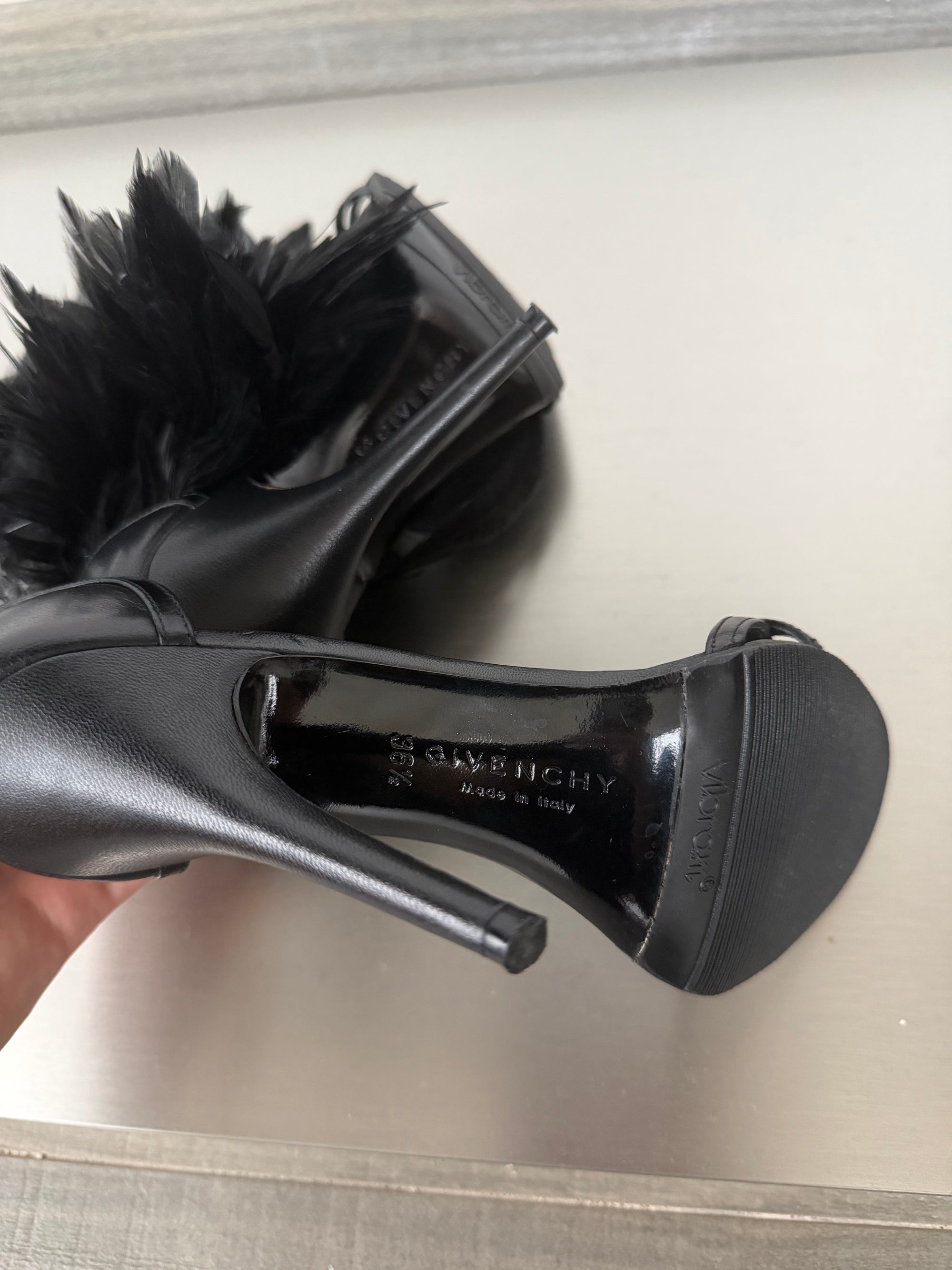 GIVENCHY BY RICCARDO TISCI FEATHER ANKLE HEELS