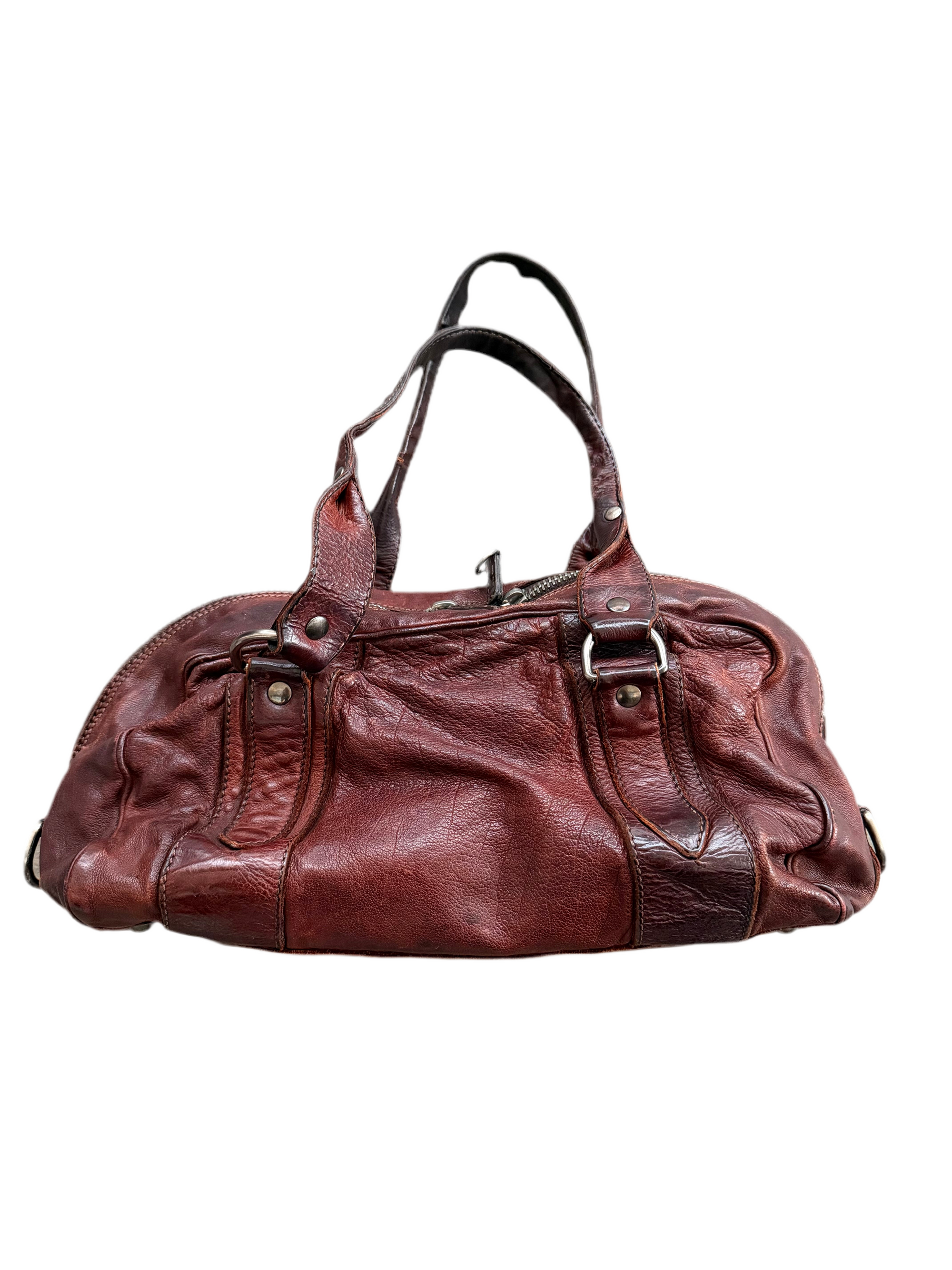 MIU MIU 00s BURGUNDY LEATHER BAG