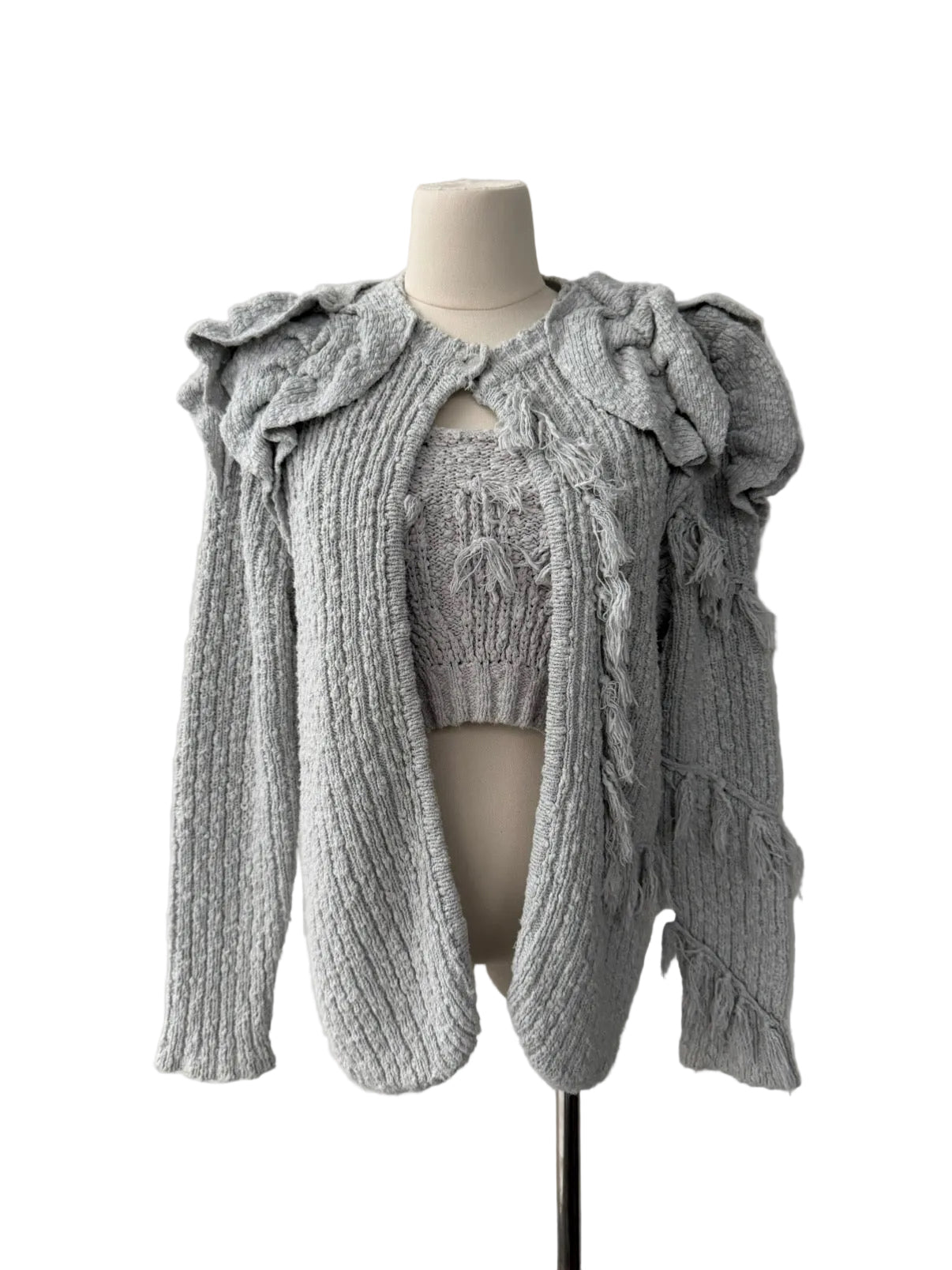 ISSEY MIYAKE 70s FRINGED KNIT CARDIGAN & TOP