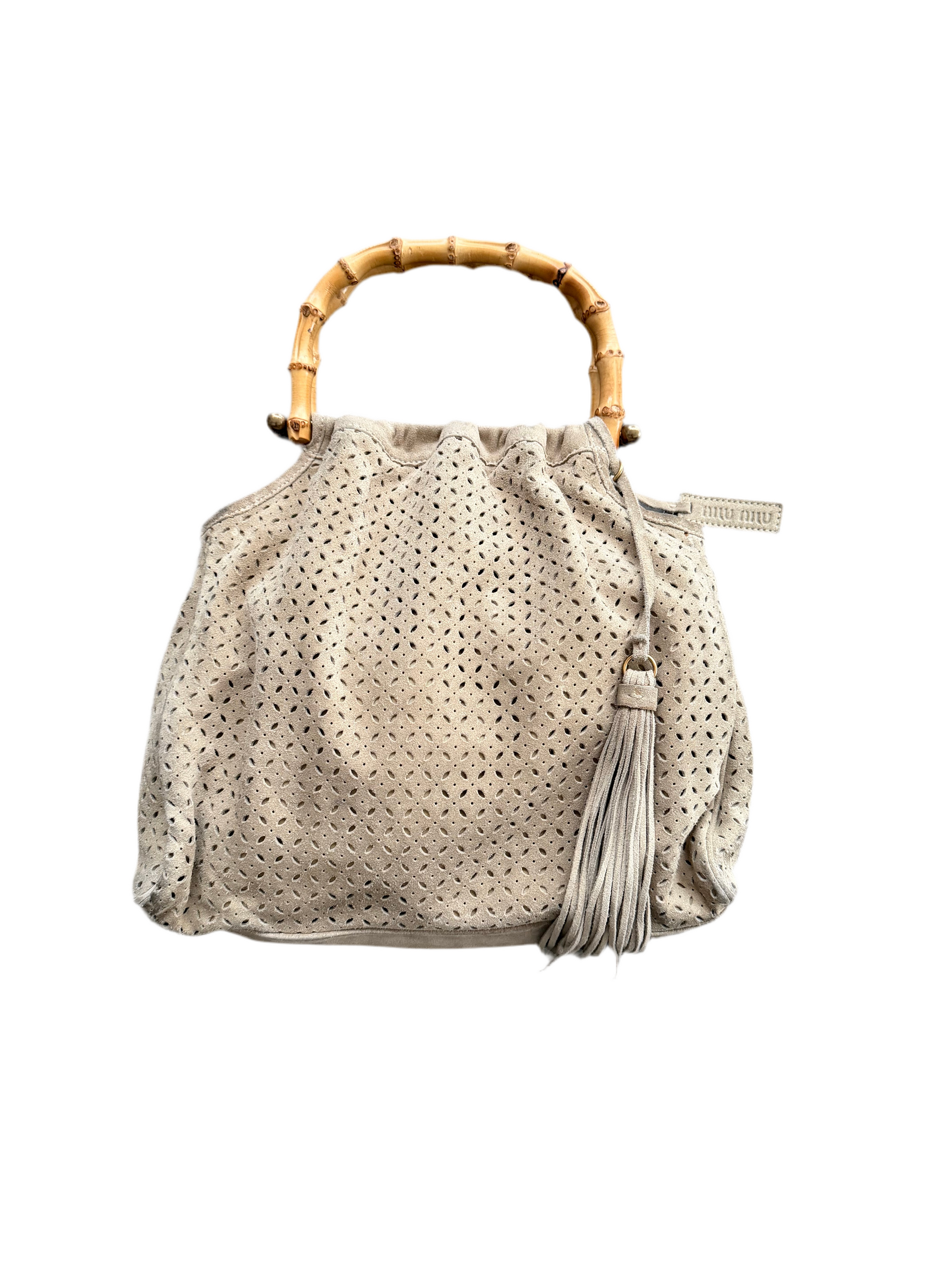 MIU MIU 00s BAMBOO HANDLE SUEDE BAG