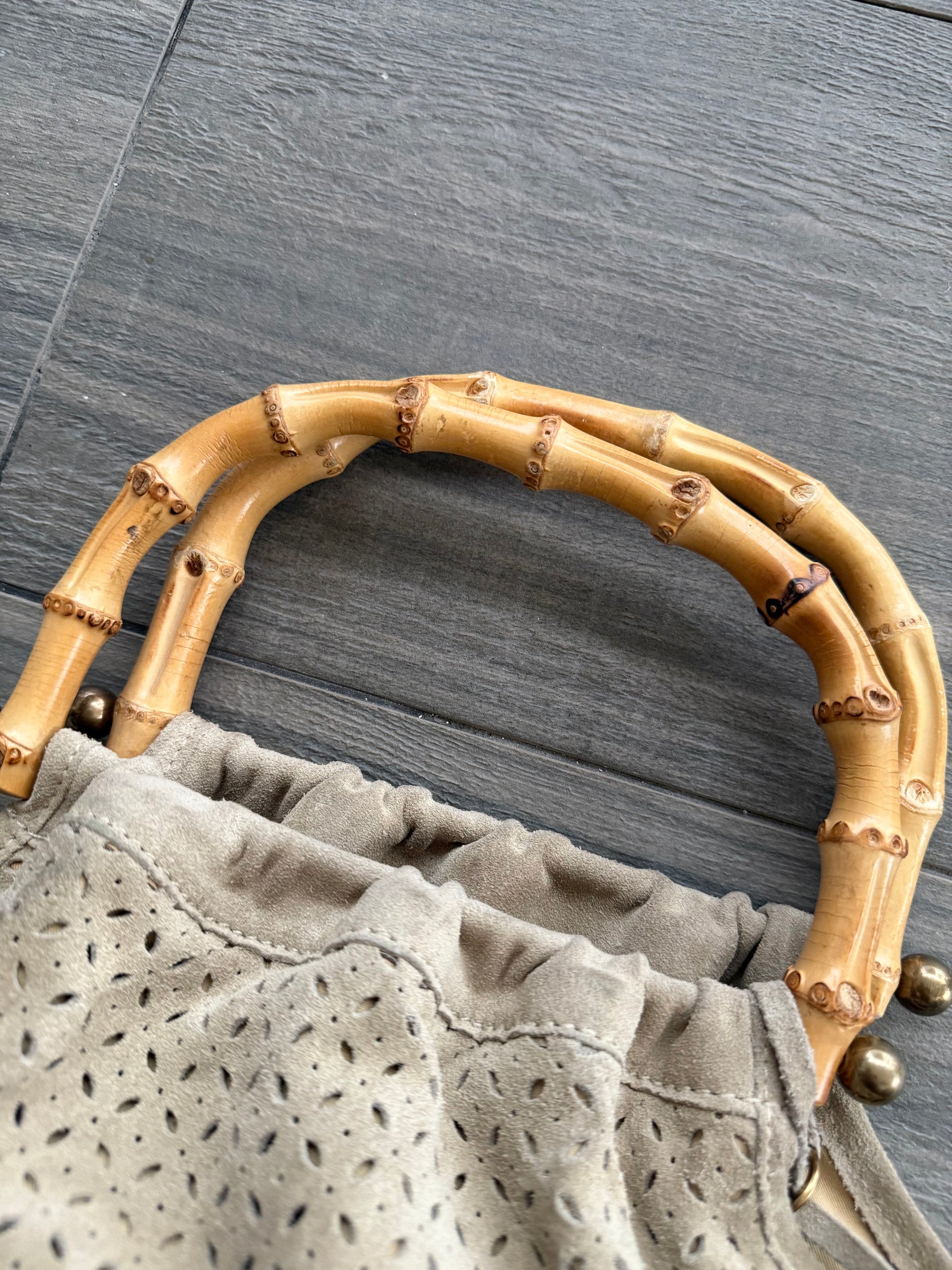 MIU MIU 00s BAMBOO HANDLE SUEDE BAG