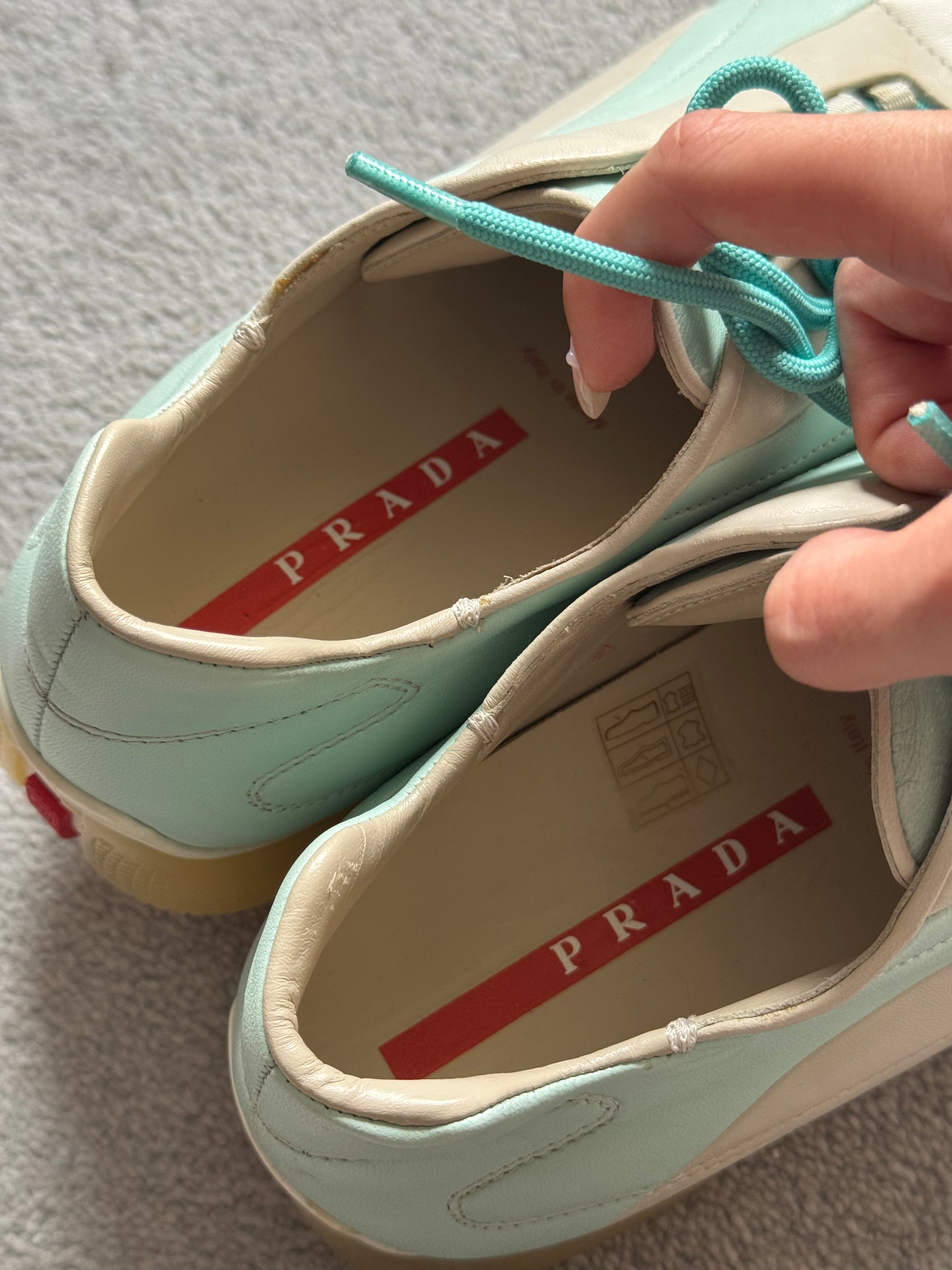 PRADA S/S 2001 TWO-TONED LEATHER TRAINER