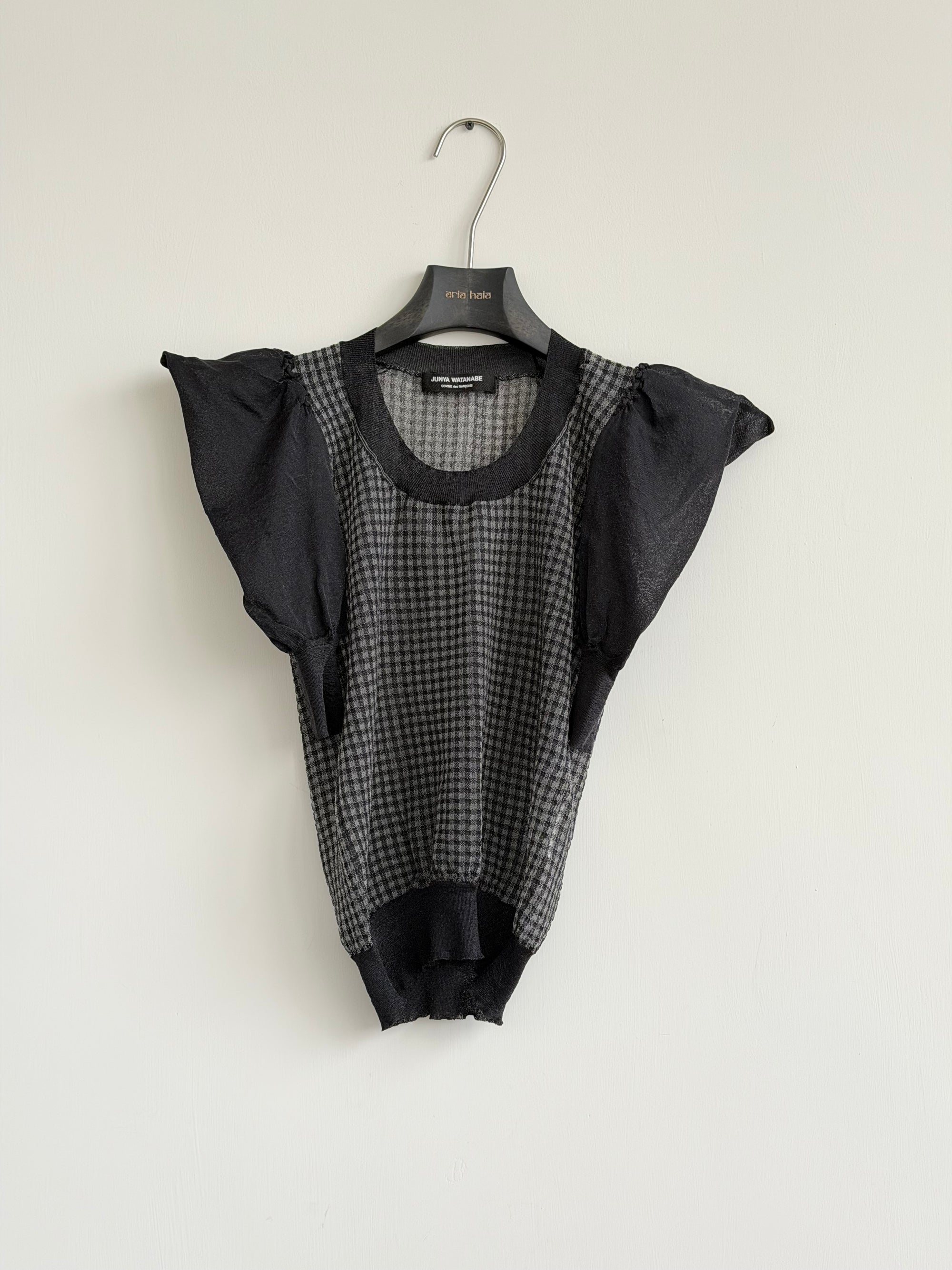 JUNYA WATANABE 00s GINGHAM PUFF SLEEVE TOP