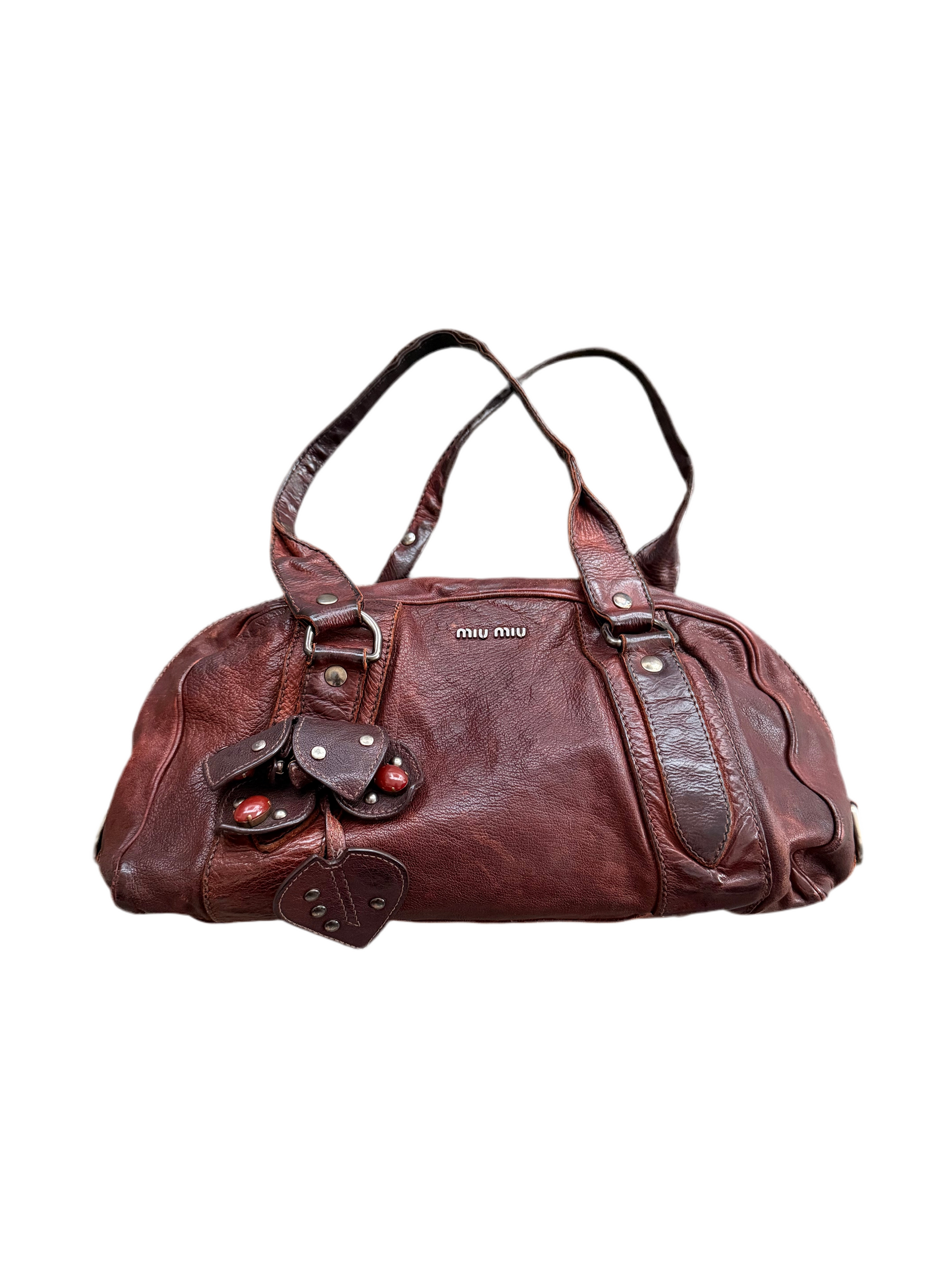 MIU MIU 00s BURGUNDY LEATHER BAG