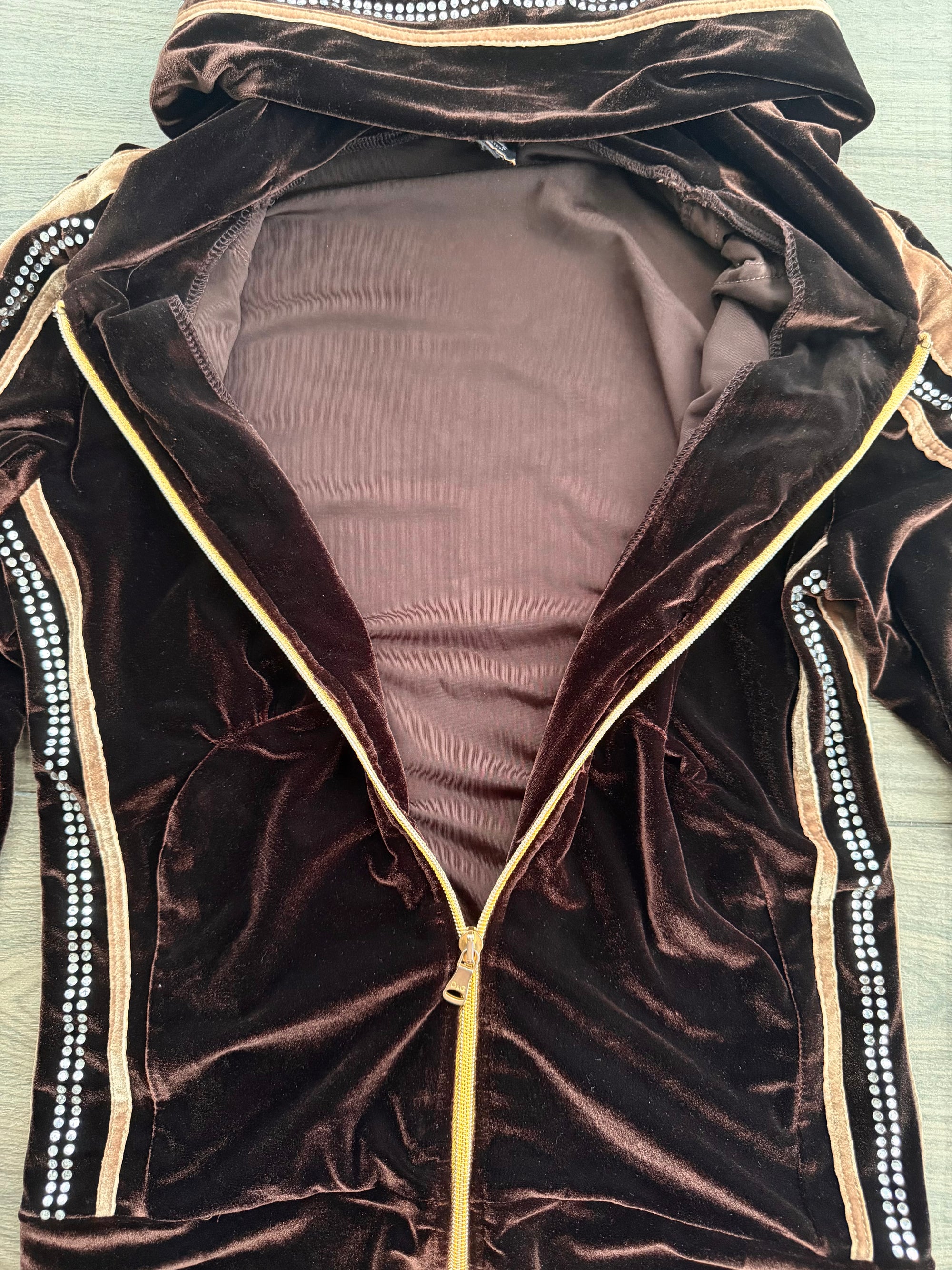 DOLCE AND GABBANA 00s VELVET RHINSTONE HOODIE