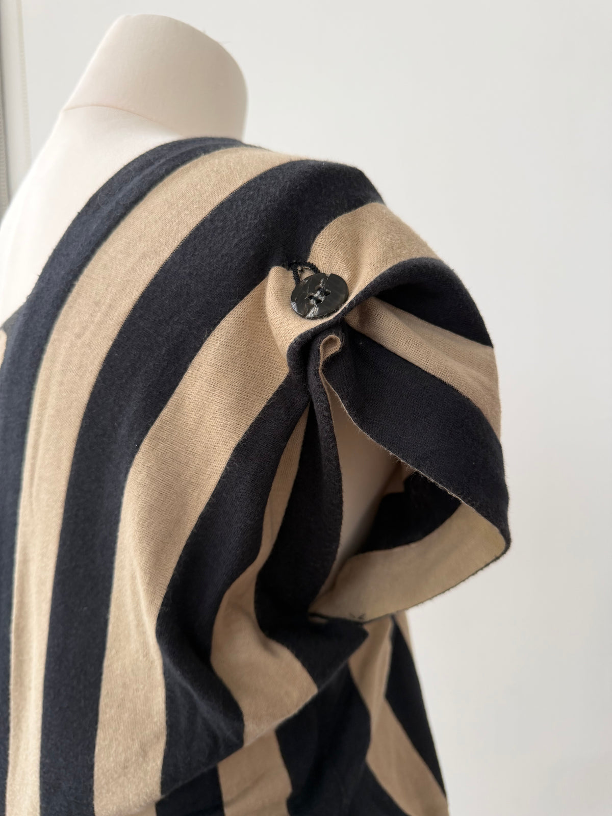 ISSEY MIYAKE 80s POLKA DOT STRIPED BUTTONED TOP