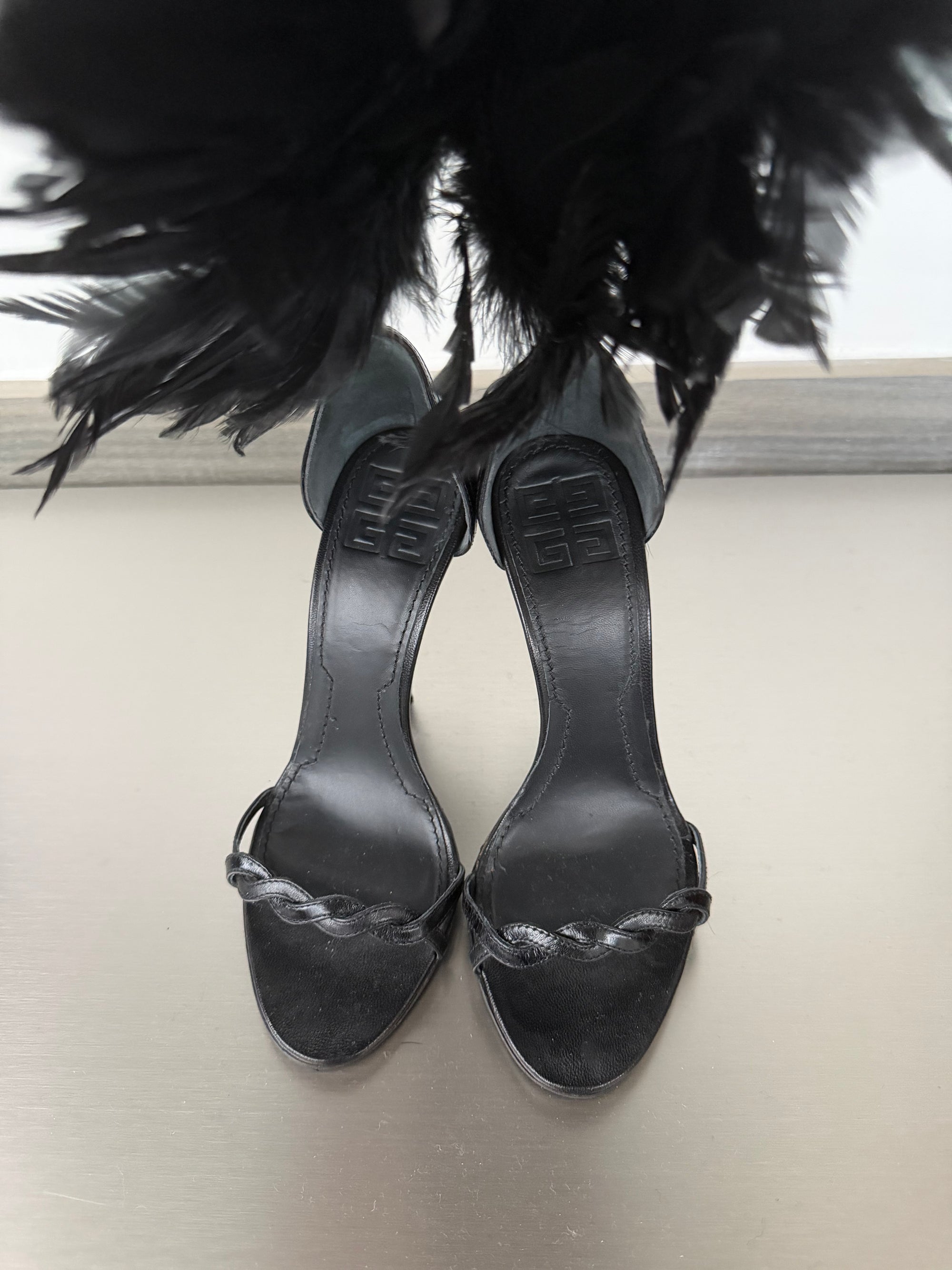 GIVENCHY BY RICCARDO TISCI FEATHER ANKLE HEELS