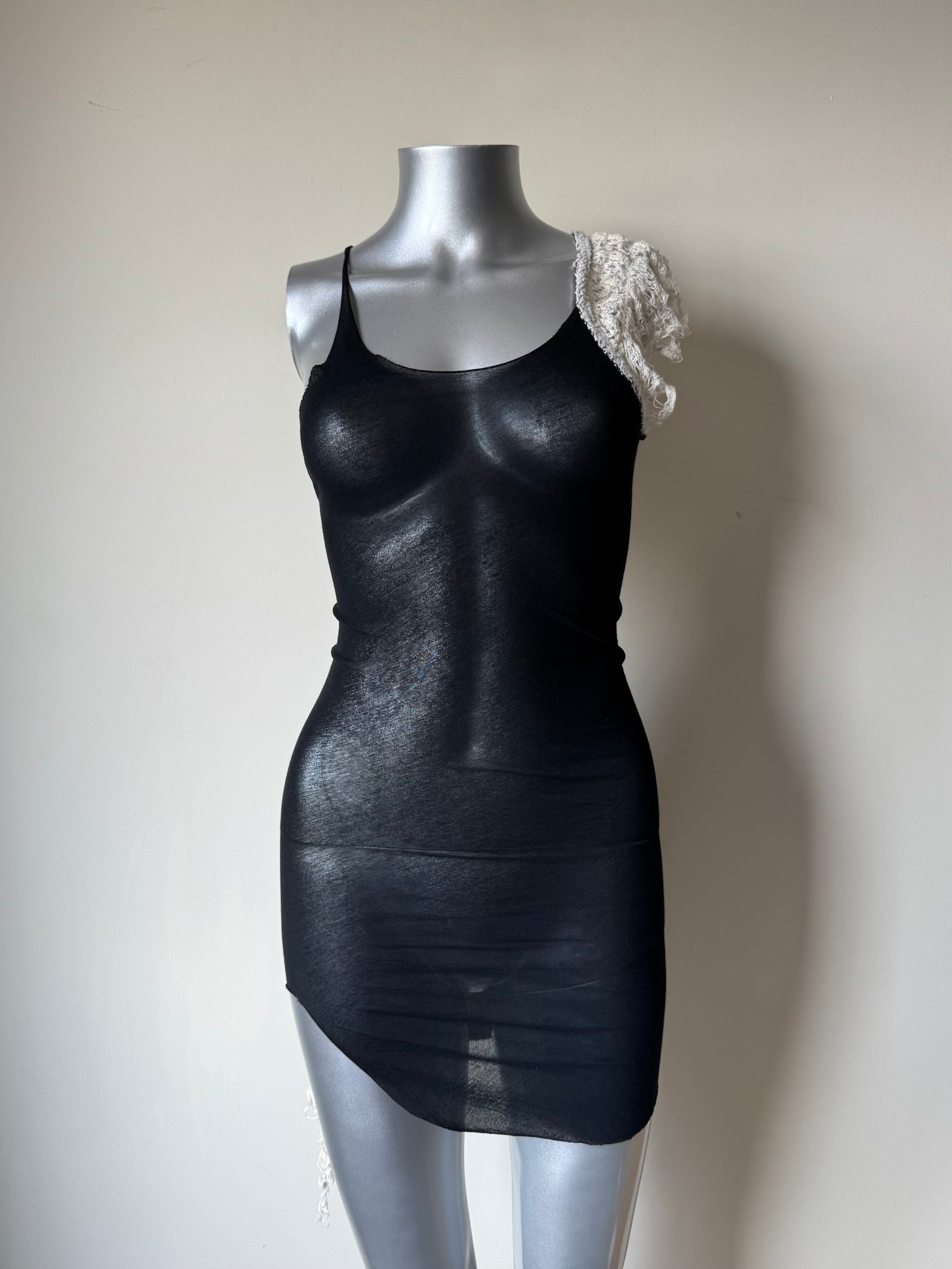 IFSIXWASNINE CROCHET DRAPE SHEER MINI DRESS