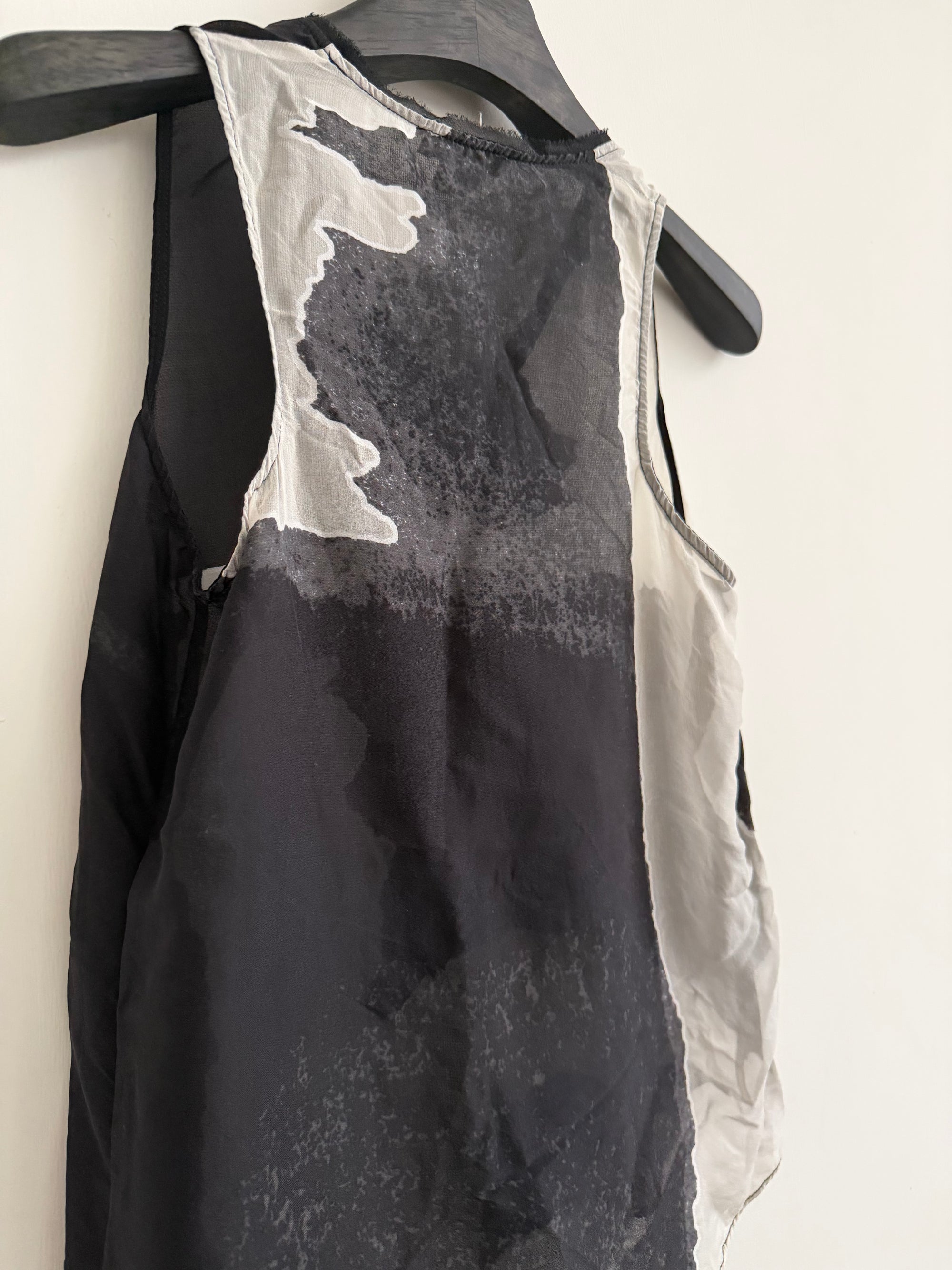 HELMUT LANG 00s ASYMMETRICAL SHEER TOP