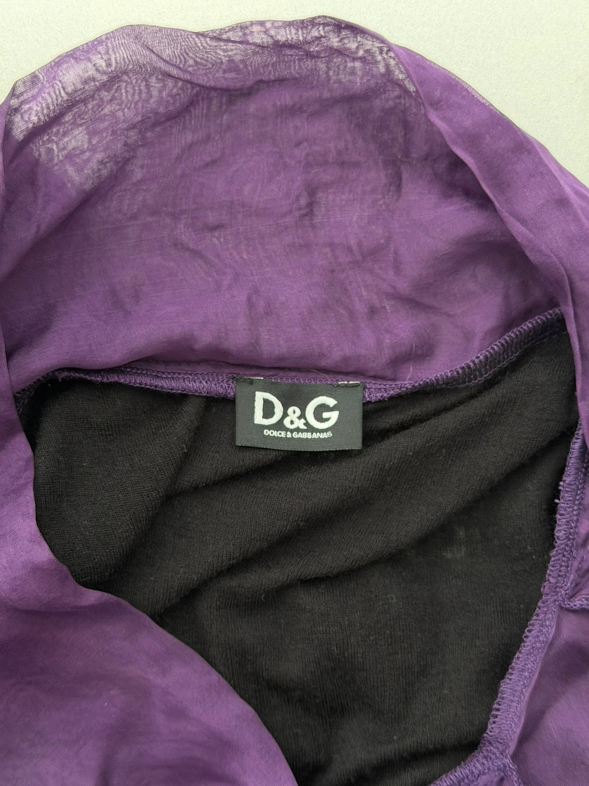 DOLCE AND GABBANA 00s SHEER SILK LOGO TOP