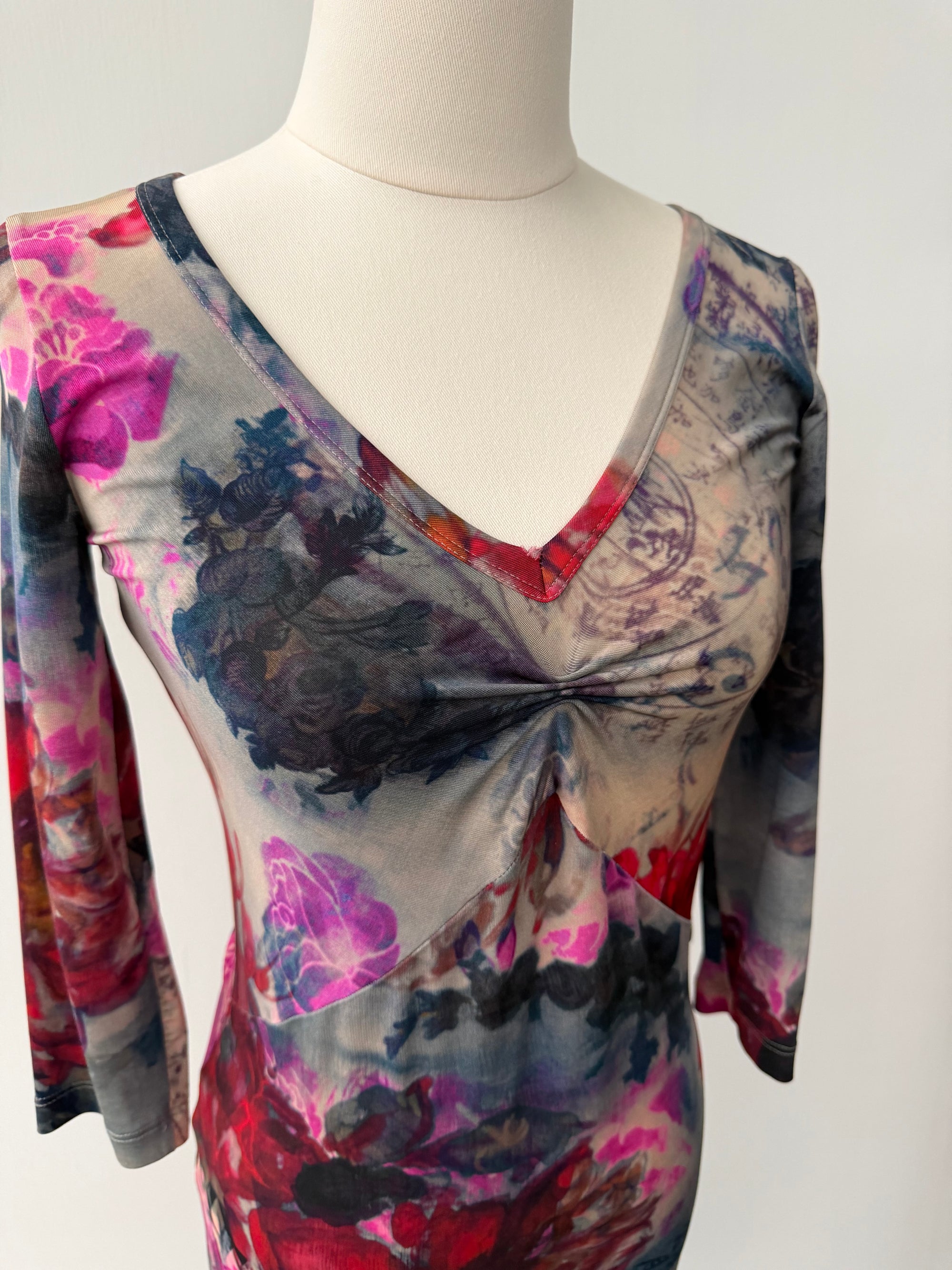 JOHN GALLIANO 00s FLORAL CALLIGRAPHY DRESS