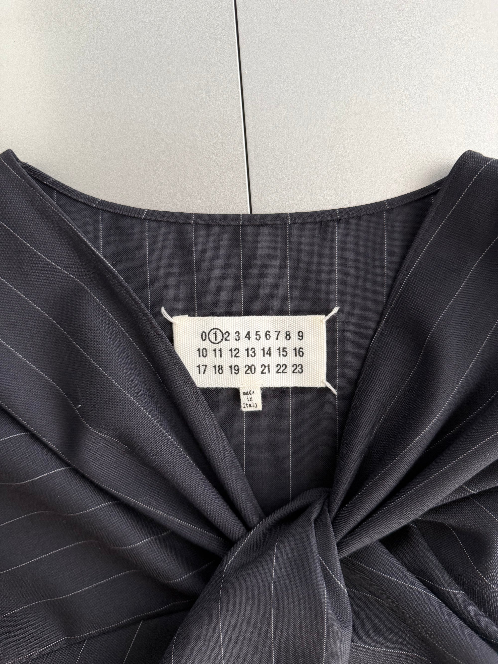 MAISON MARGIELA PINSTRIPE FRONT TWIST DRESS