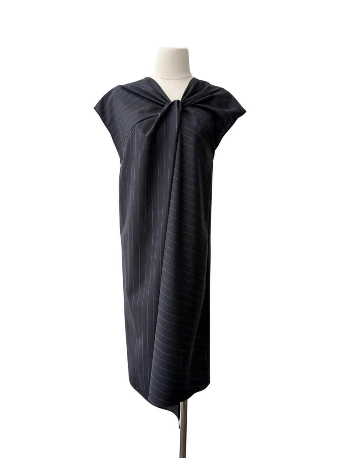 MAISON MARGIELA PINSTRIPE FRONT TWIST DRESS