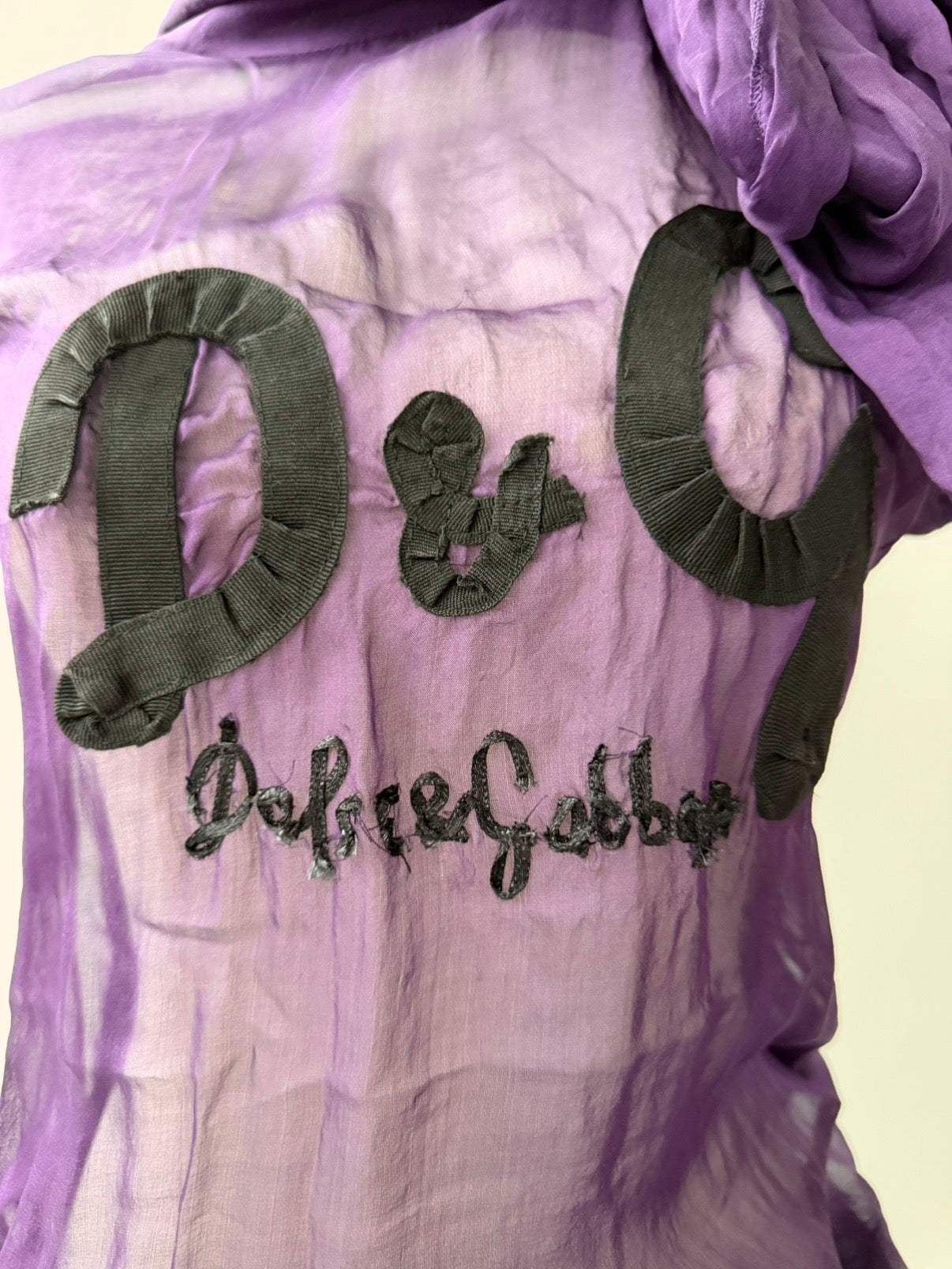 DOLCE AND GABBANA 00s SHEER SILK LOGO TOP