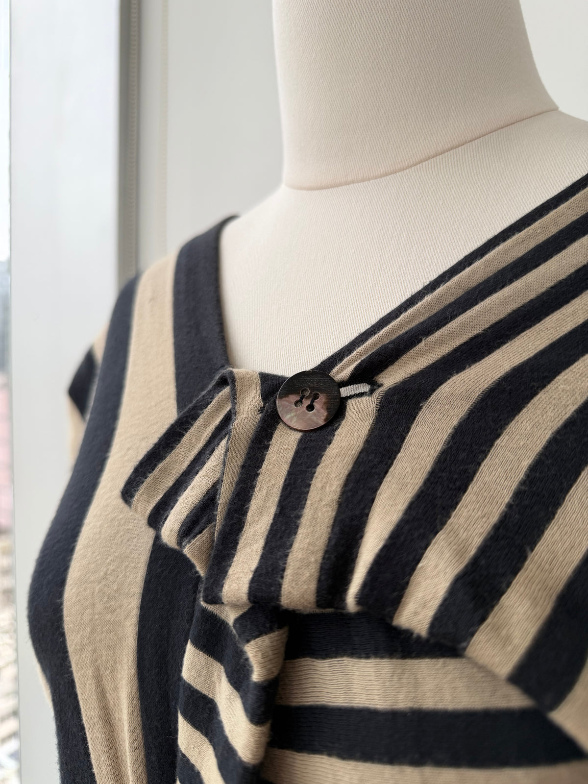 ISSEY MIYAKE 80s POLKA DOT STRIPED BUTTONED TOP