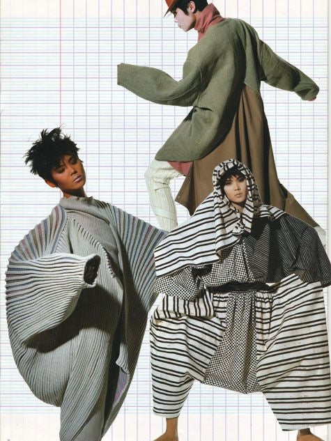 ISSEY MIYAKE 80s POLKA DOT STRIPED BUTTONED TOP