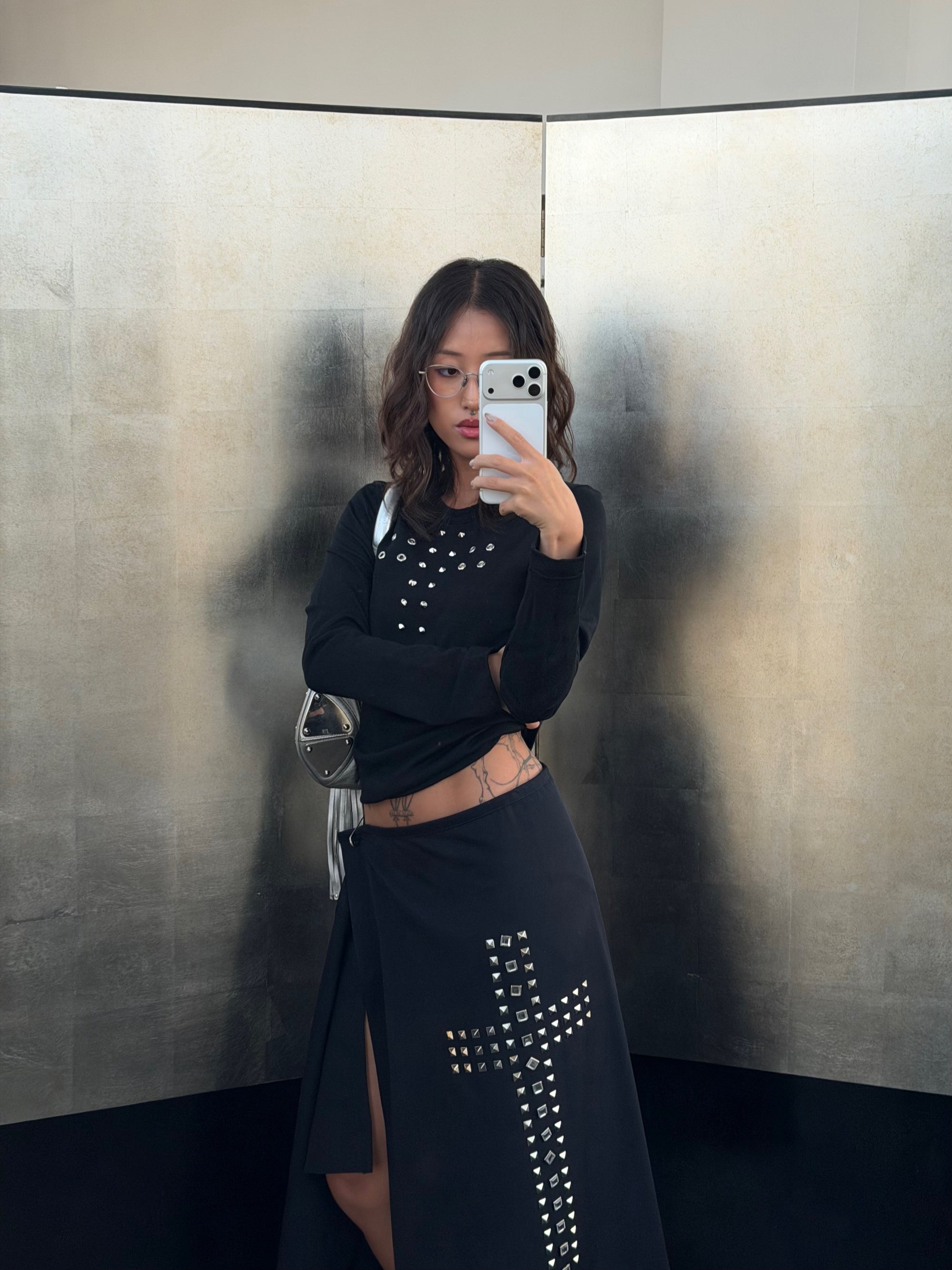 COMME DES GARCONS F/W 2000 CROSS STUD WRAP SKIRT