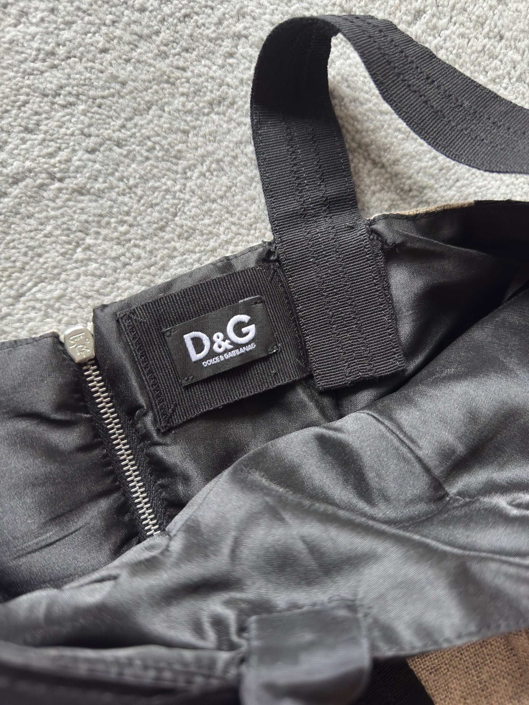 DOLCE AND GABBANA 00s SILK & LINEN BUSTIER TOP