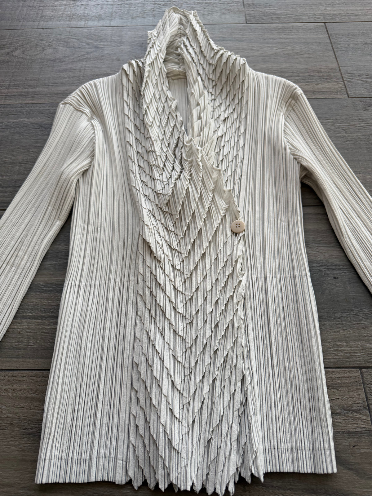 ISSEY MIYAKE S/S 2010 CHEVRON PLEATED CARDIGAN