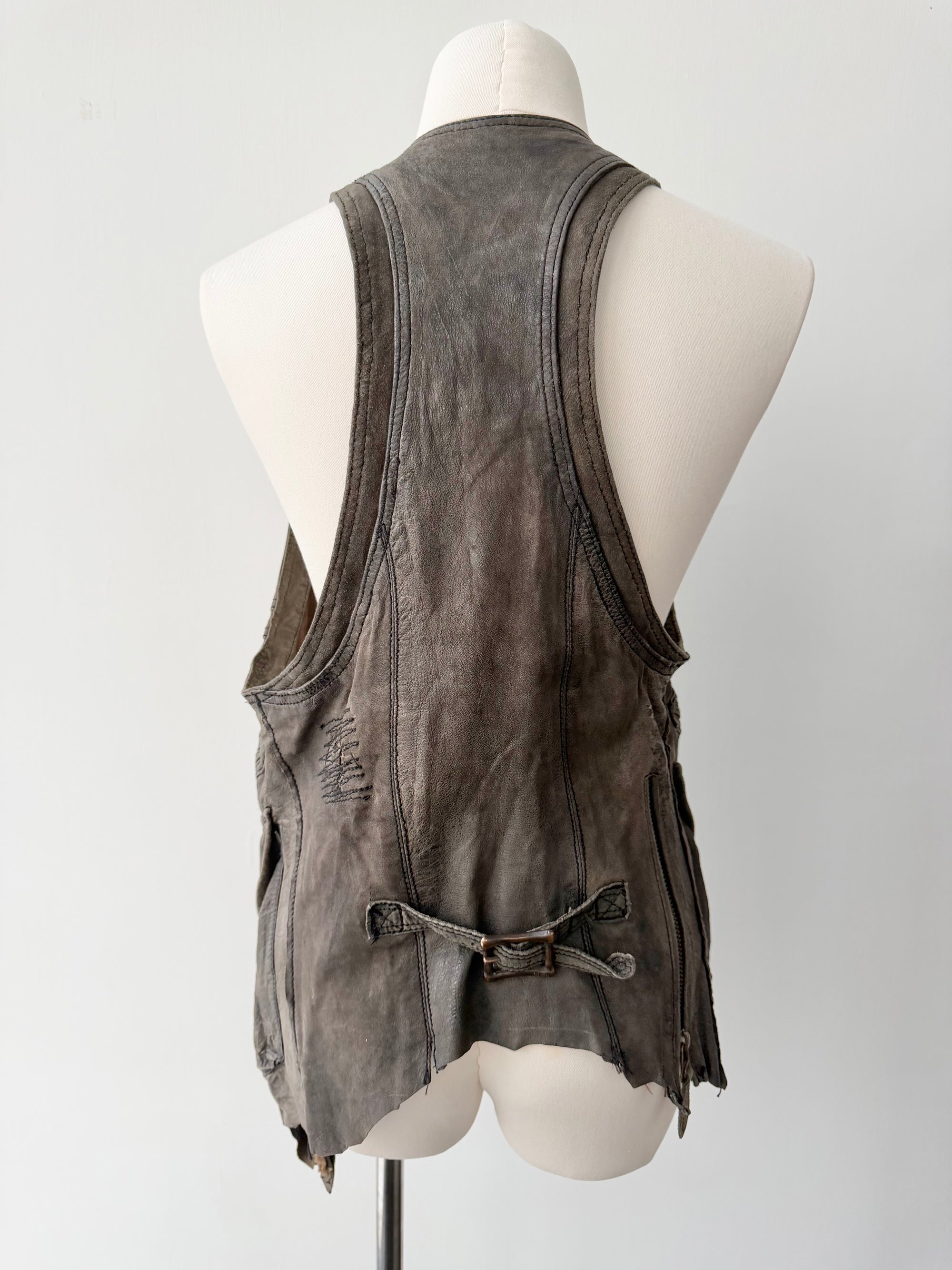 14TH ADDICTION CATORCE LEATHER UTILITY GILLET