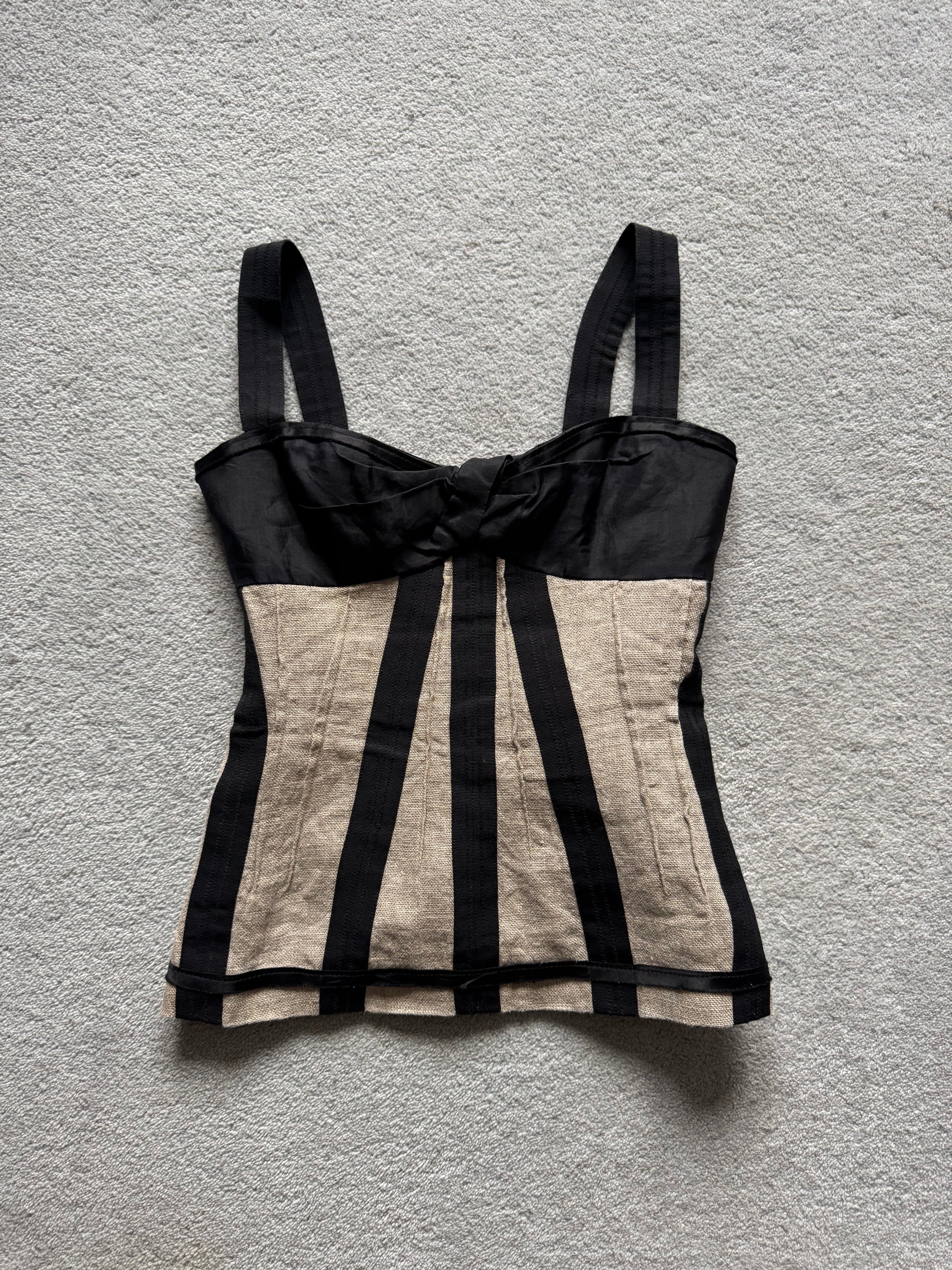 DOLCE AND GABBANA 00s SILK & LINEN BUSTIER TOP