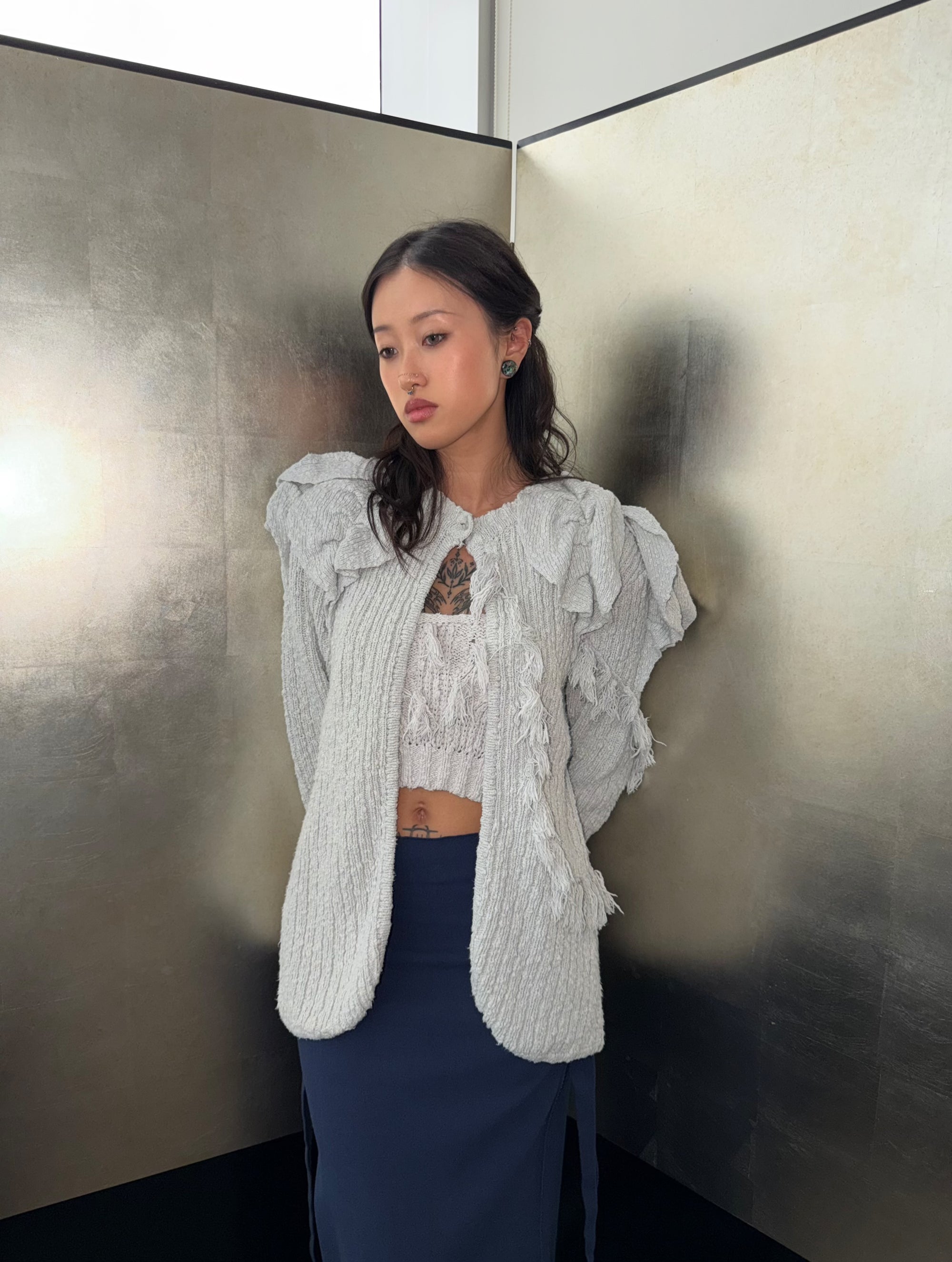 ISSEY MIYAKE 70s FRINGED KNIT CARDIGAN & TOP