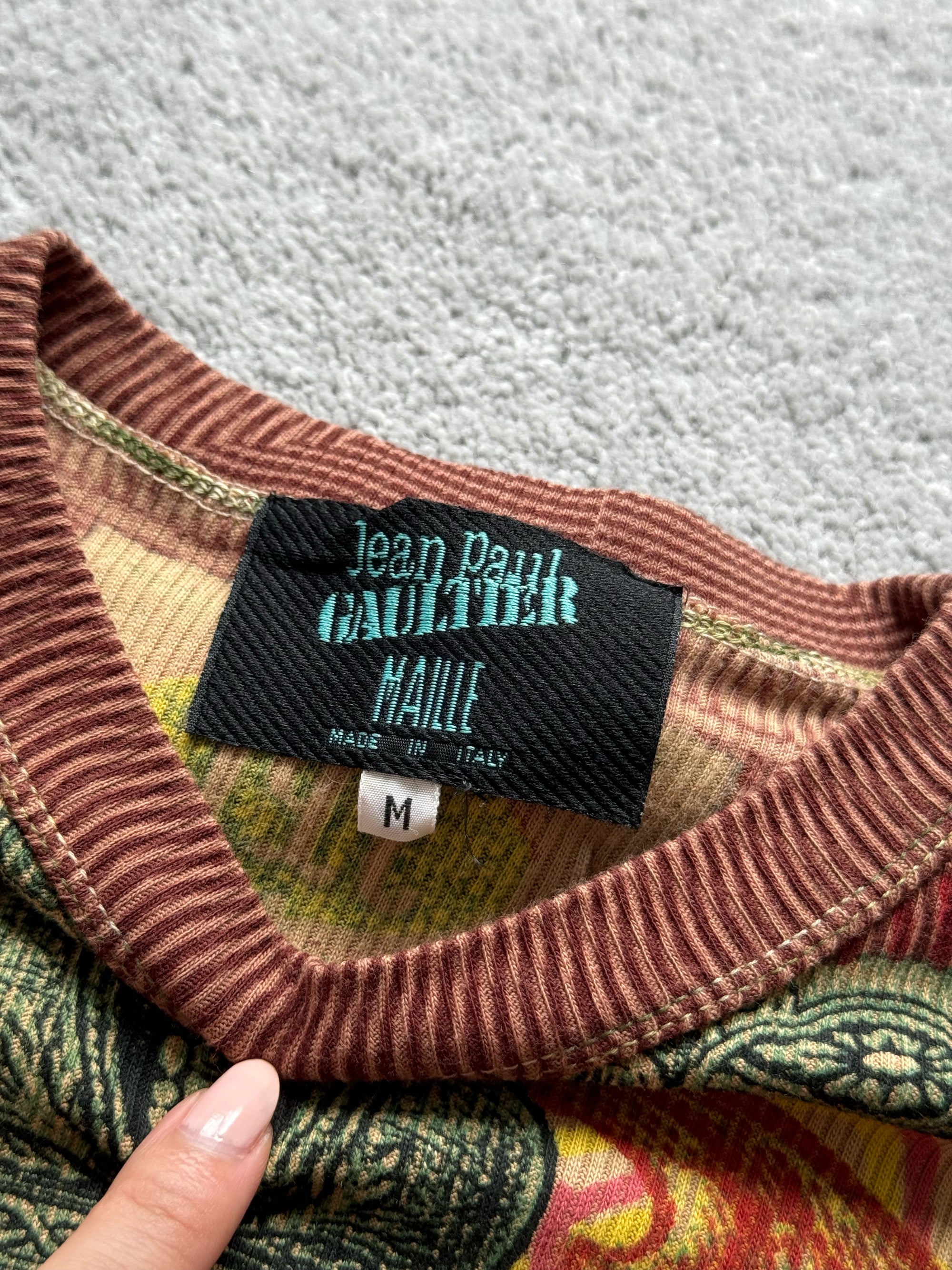 JEAN PAUL GAULTIER SPRING 1994 PORTRAIT KNIT TOP