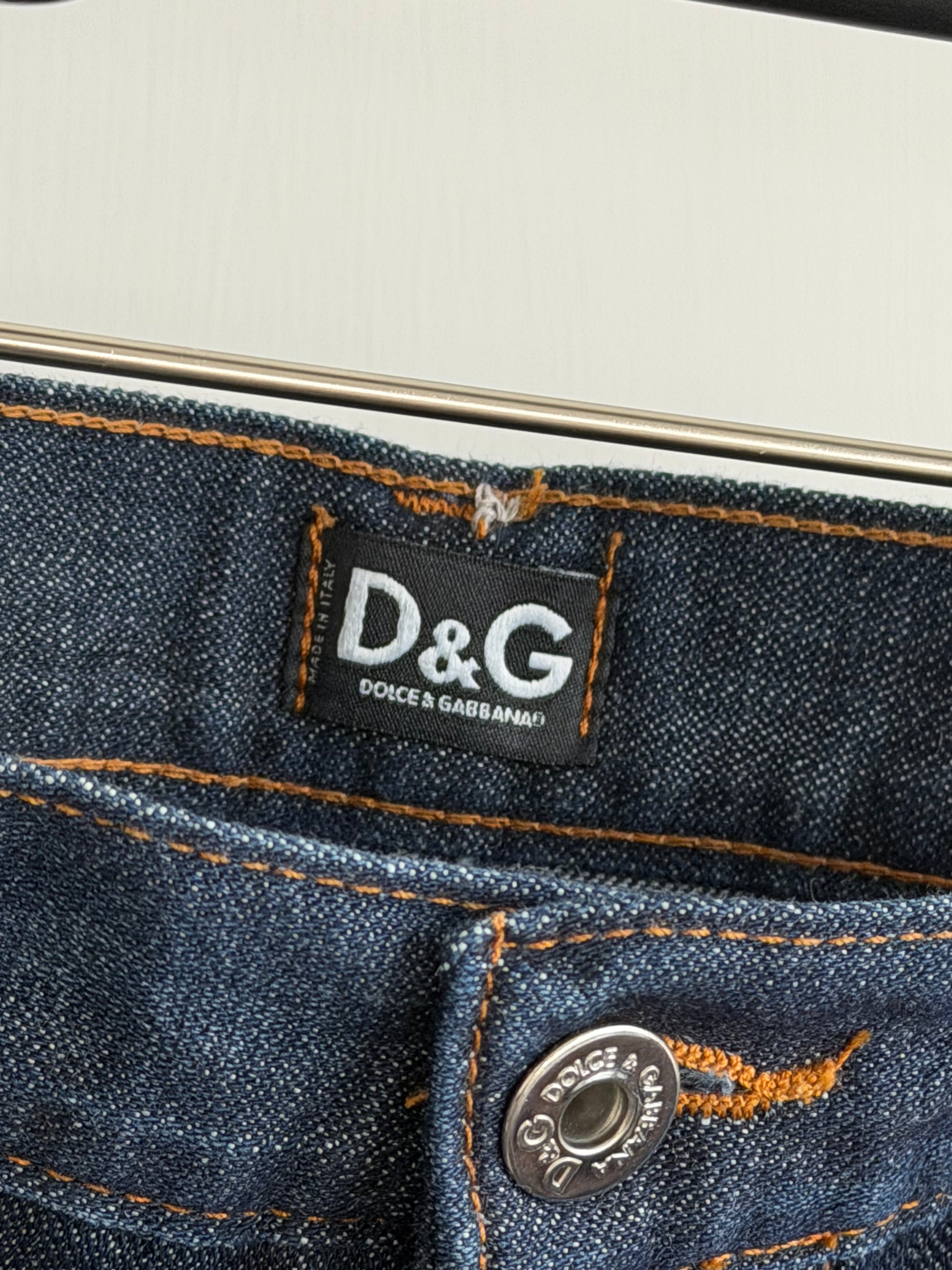 DOLCE AND GABBANA 00s LOGO DENIM MIDI SKIRT