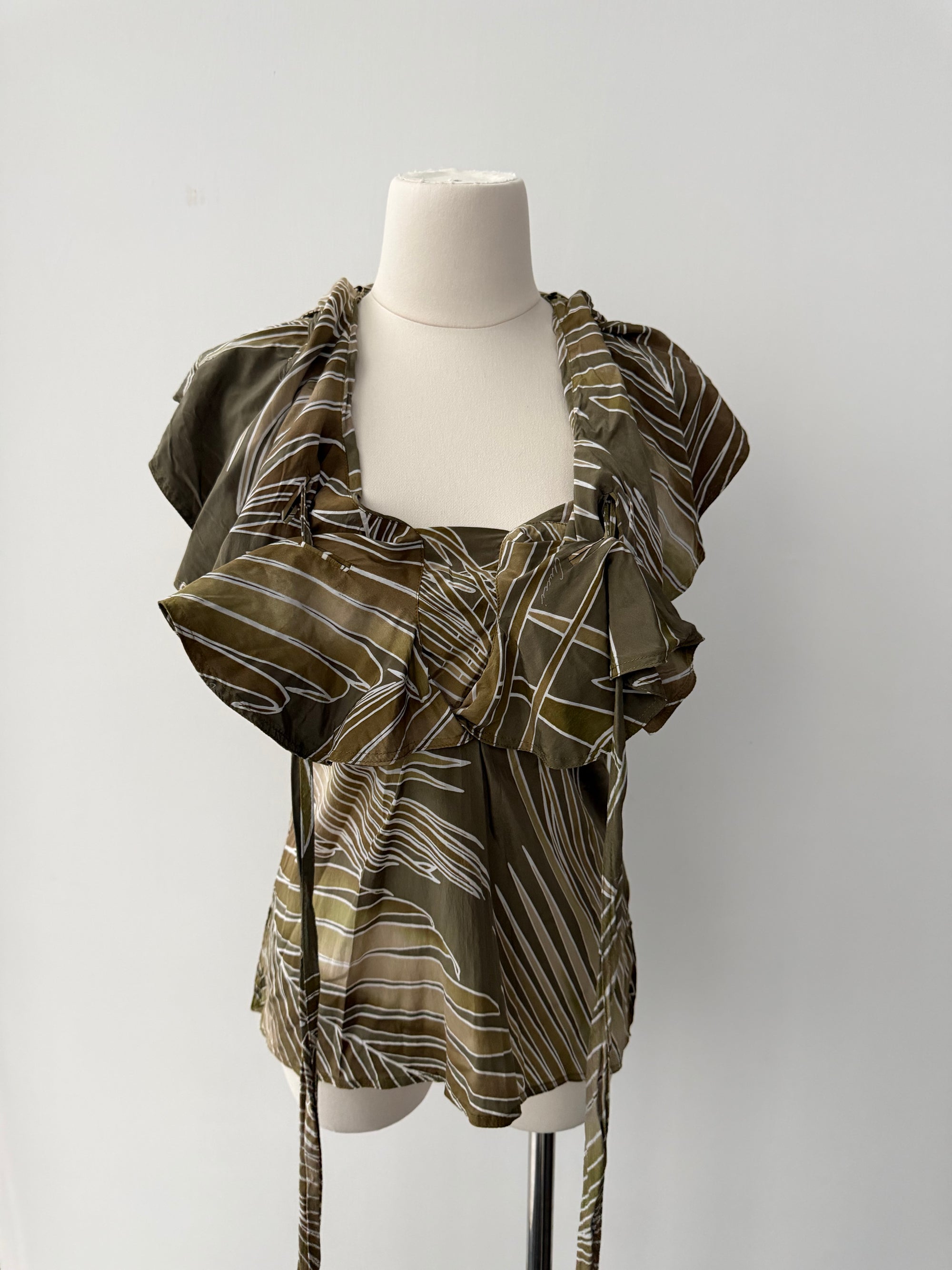 GUCCI BY ALESSANDRA FACCHINETTI S/S 2005 SILK RUFFLE TOP