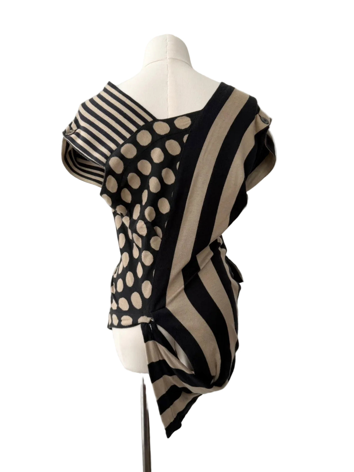 ISSEY MIYAKE 80s POLKA DOT STRIPED BUTTONED TOP